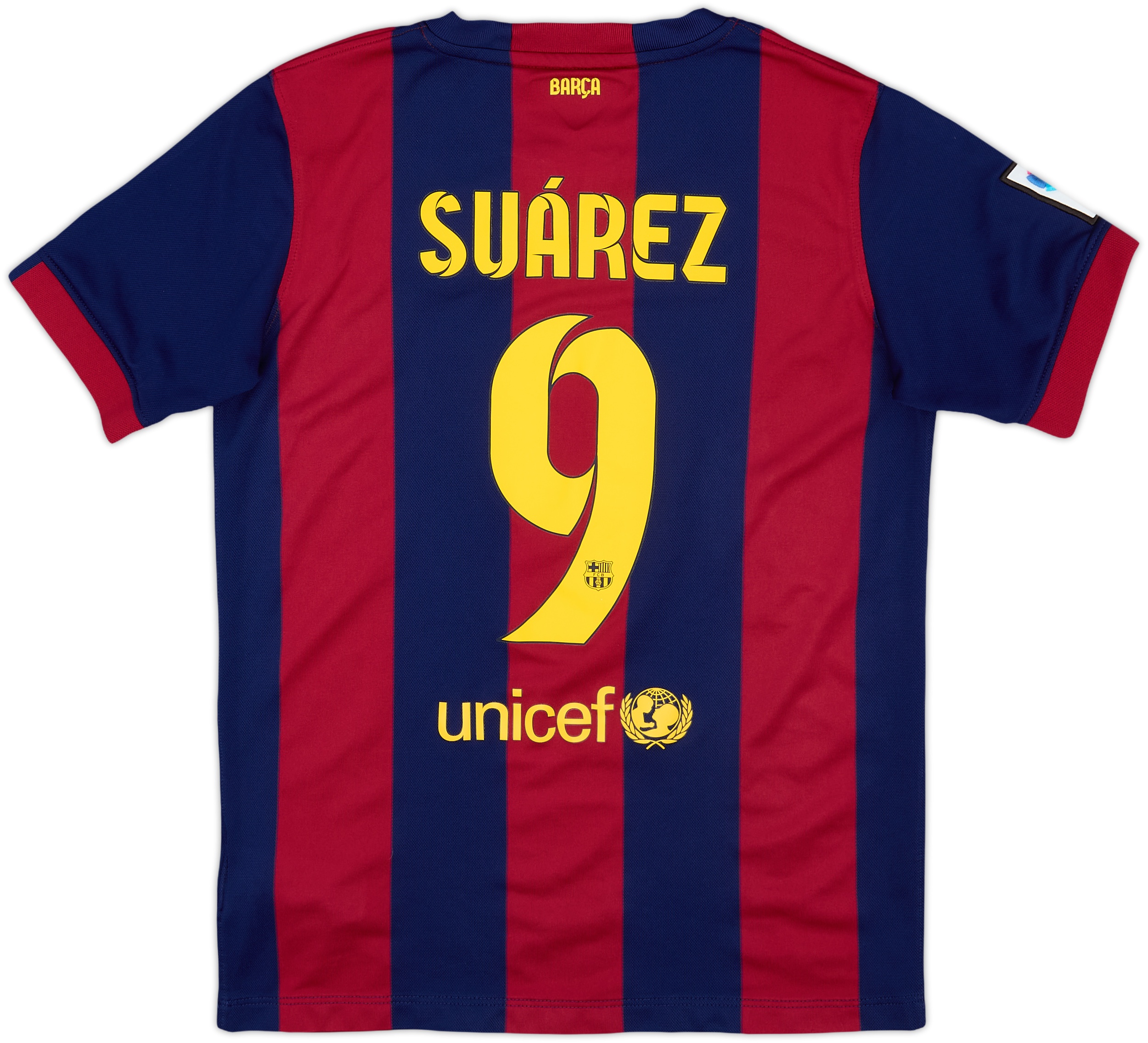2014-15 Barcelona Home Shirt Suarez #9 - 10/10 - (L.Boys)