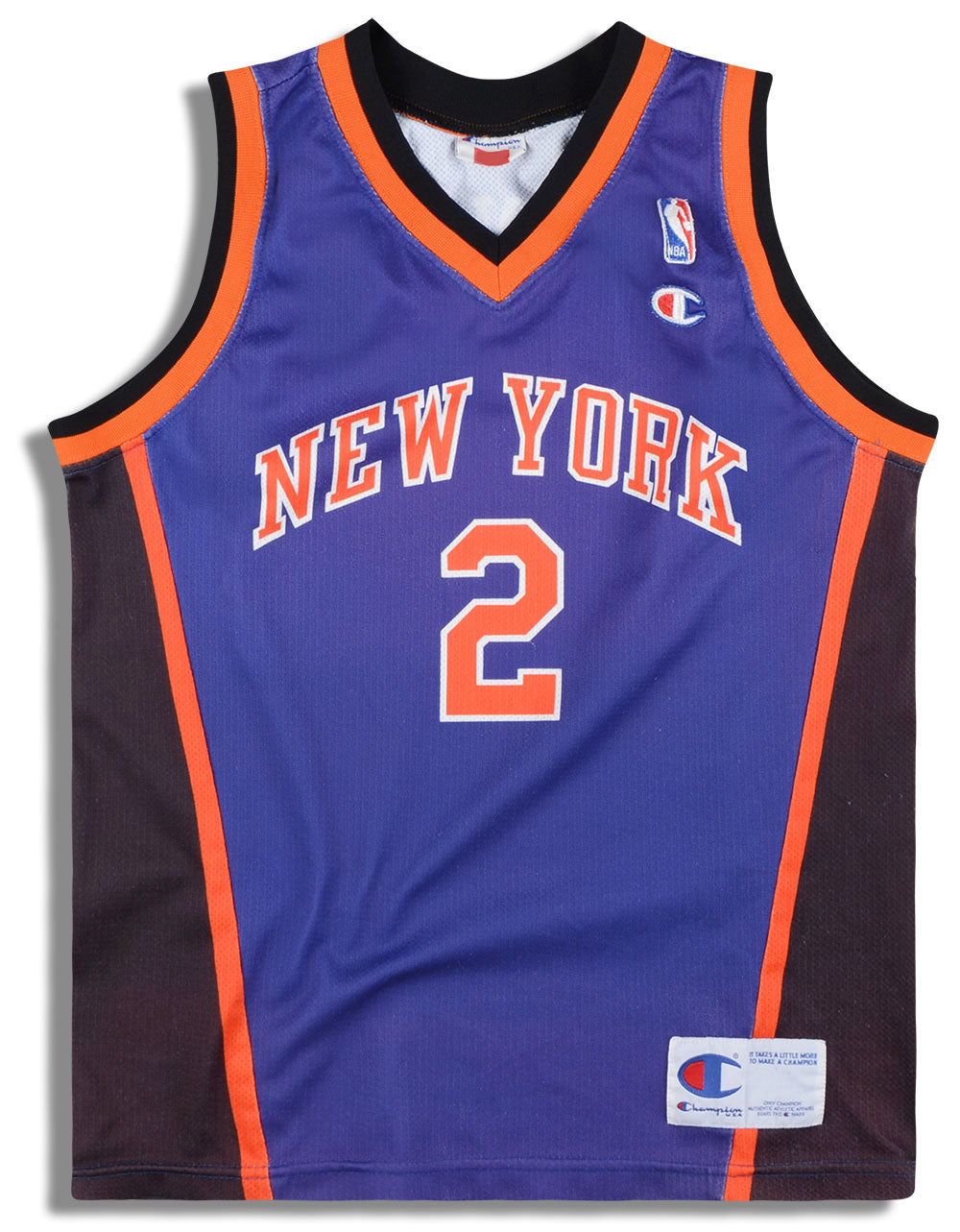 1997-01 New York Knicks Johnson #2 Champion Jersey (Away) Y