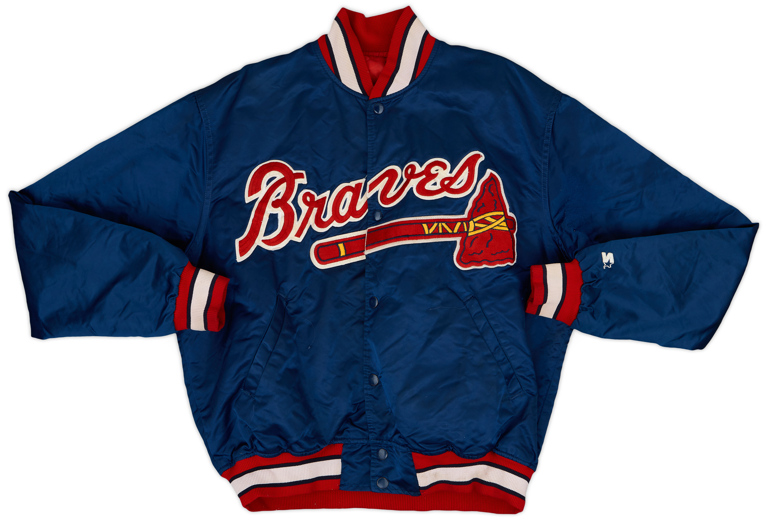 USA製 90s MLB ATLANTA BRAVES STARTERスタジャン 90s STARTERスターター MLB Atlanta Braves 刺繍 ツートン プル