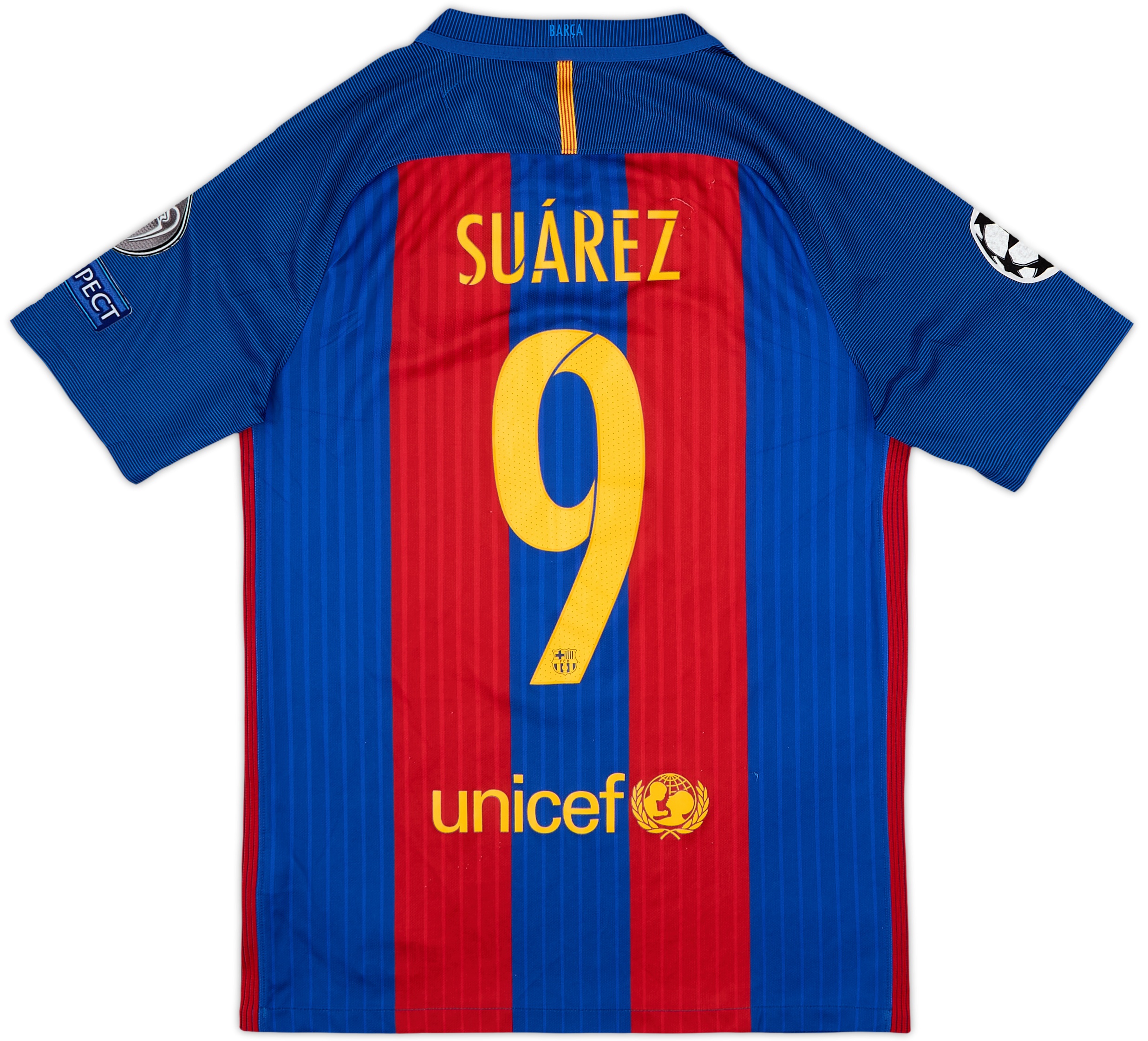 2016-17 Barcelona Home Shirt Suarez #9 - 7/10 - (S)