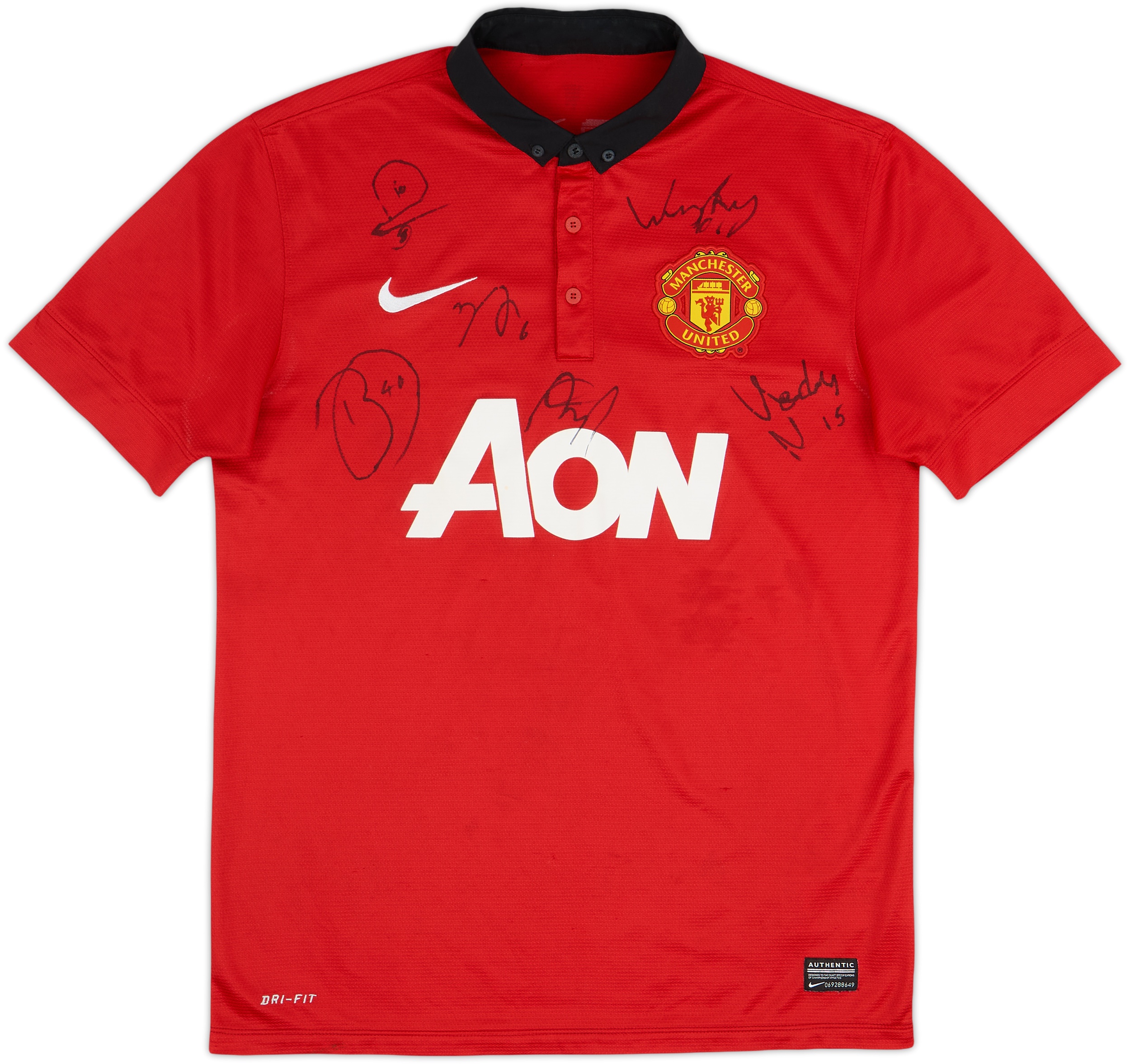 2013-14 Manchester United Signed Home Shirt - 7/10 - (M)