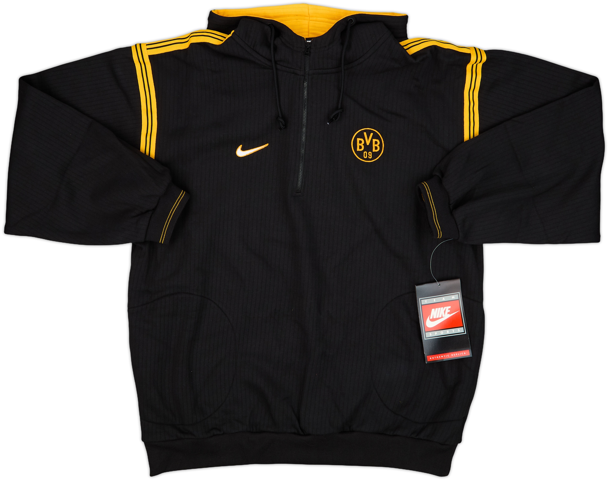 1998-00 Borussia Dortmund Nike 1/4 Zip Hooded Sweat Top (L)