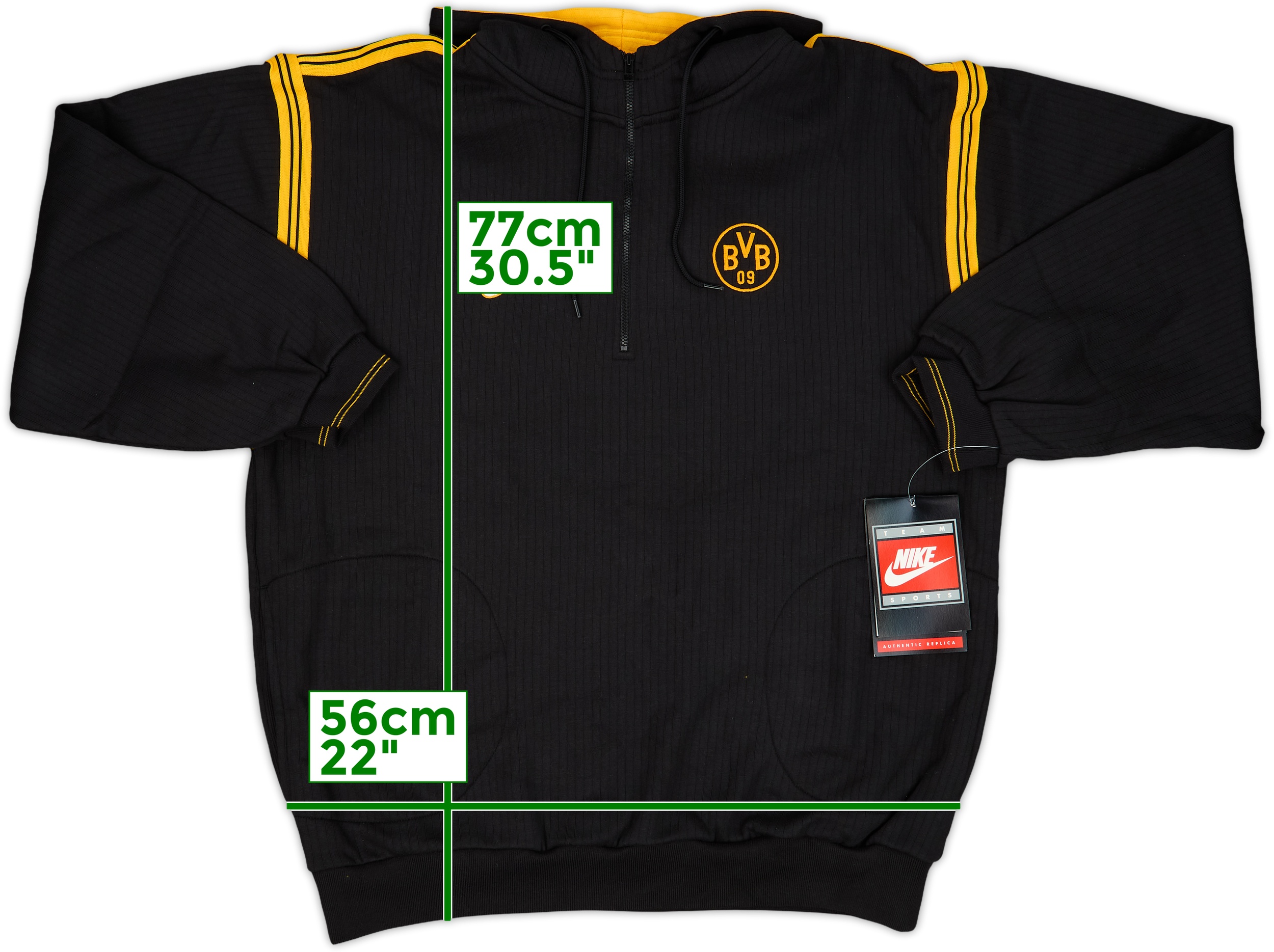 1998-00 Borussia Dortmund Nike 1/4 Zip Hooded Sweat Top (L)