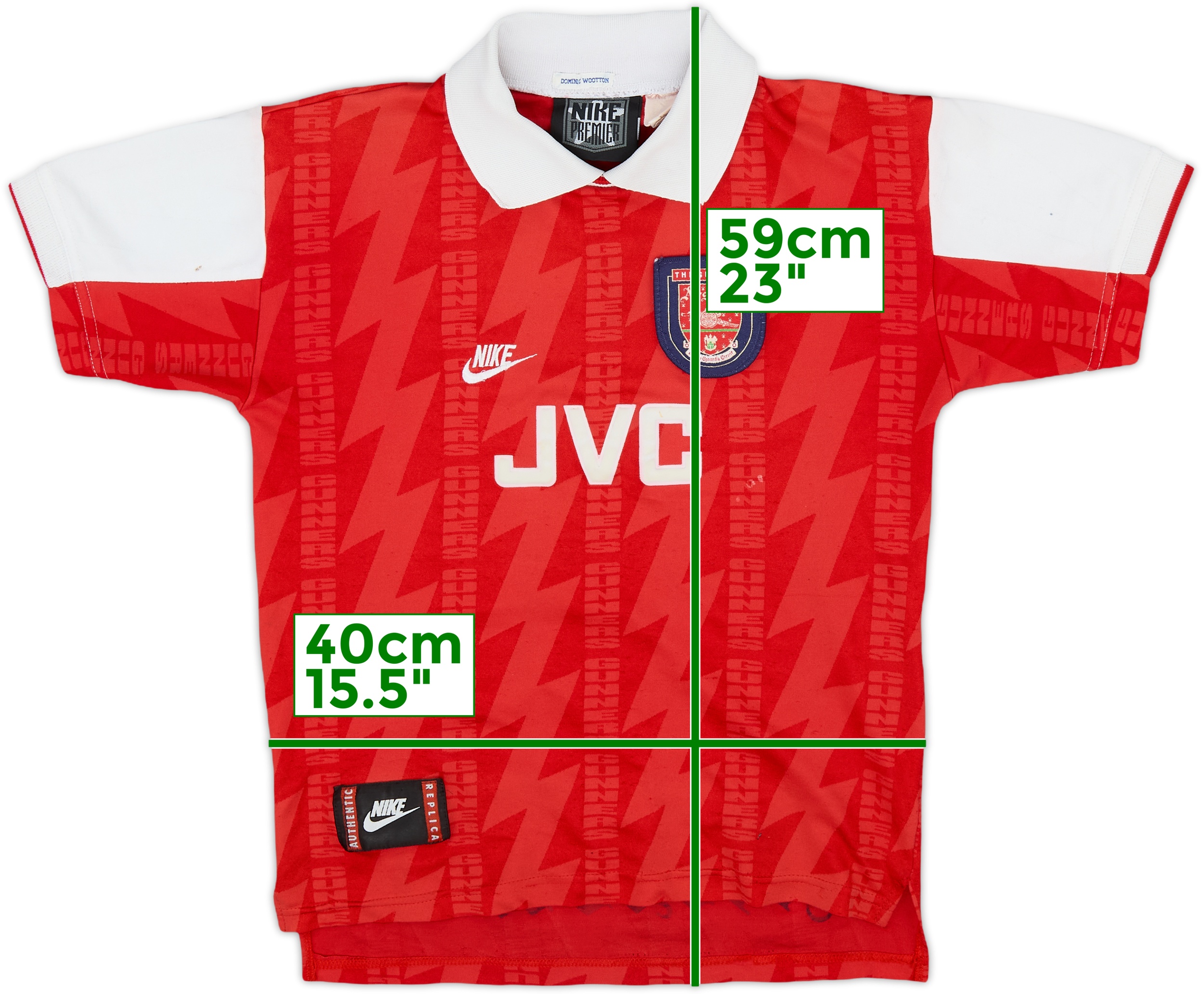 ウェア Arsenal 94 95 96  1994-96 Arsenal Home Shirt - 6/10 - (L.Boys)