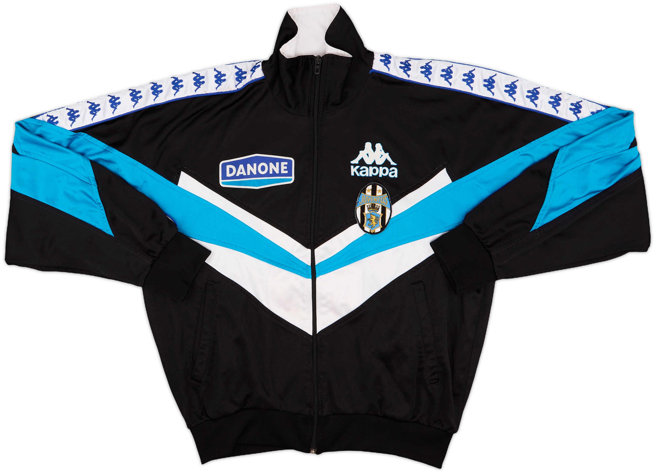 Kappa ジャケット 黒/青/白 Juventus Danone サイズO Vintage 90s Kappa Juventus Football Club Jacket Large