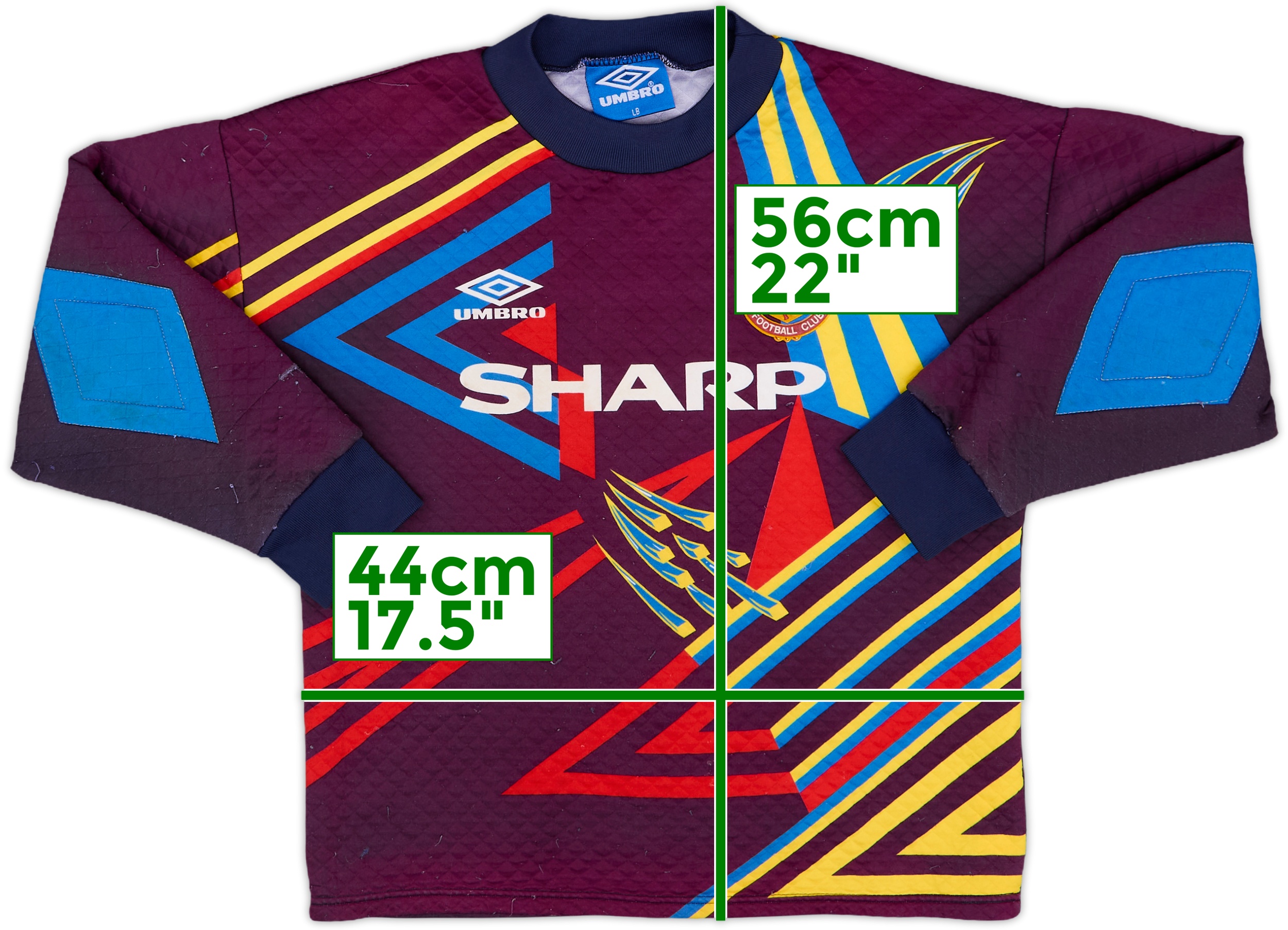 UMBRO - チェルシー 1992/93 2nd 新品 Manchester United 1992-1994 Goalkeeper football Umbro shirt