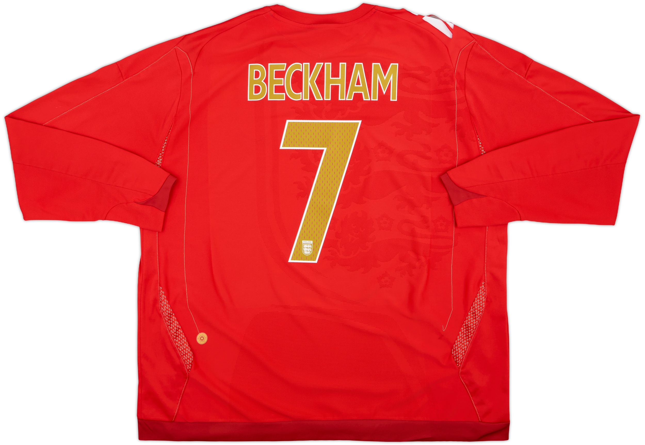 【正規品 01-03 England  L/S Beckham #7】 2003-05 England Home Shirt Beckham #7 - 7/10 - (L)