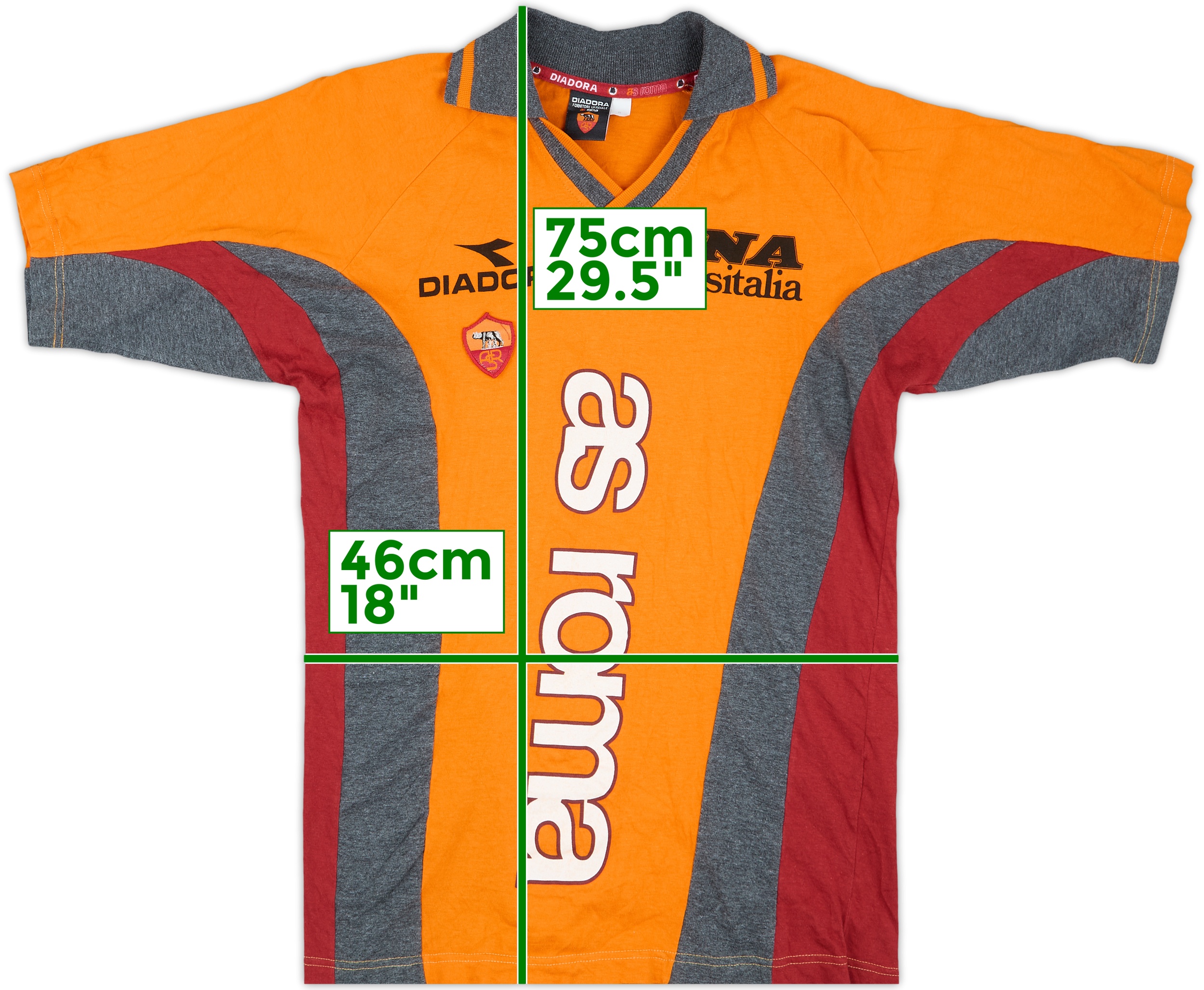 1998-1999 Diadora AS Roma シャツ　　ヤ16 1998-99 Roma Diadora 1/4 Zip Sweat Top - 7/10 - (M)
