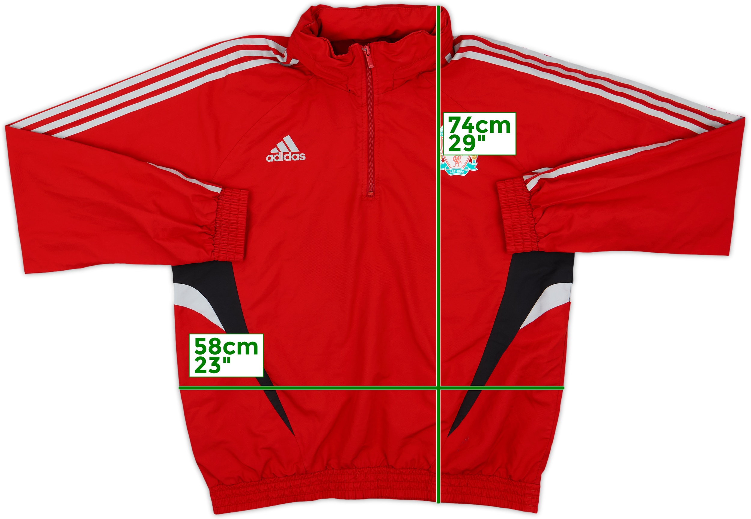 2008-09 Liverpool adidas 1/4 Zip Hooded Track Top - 8/10