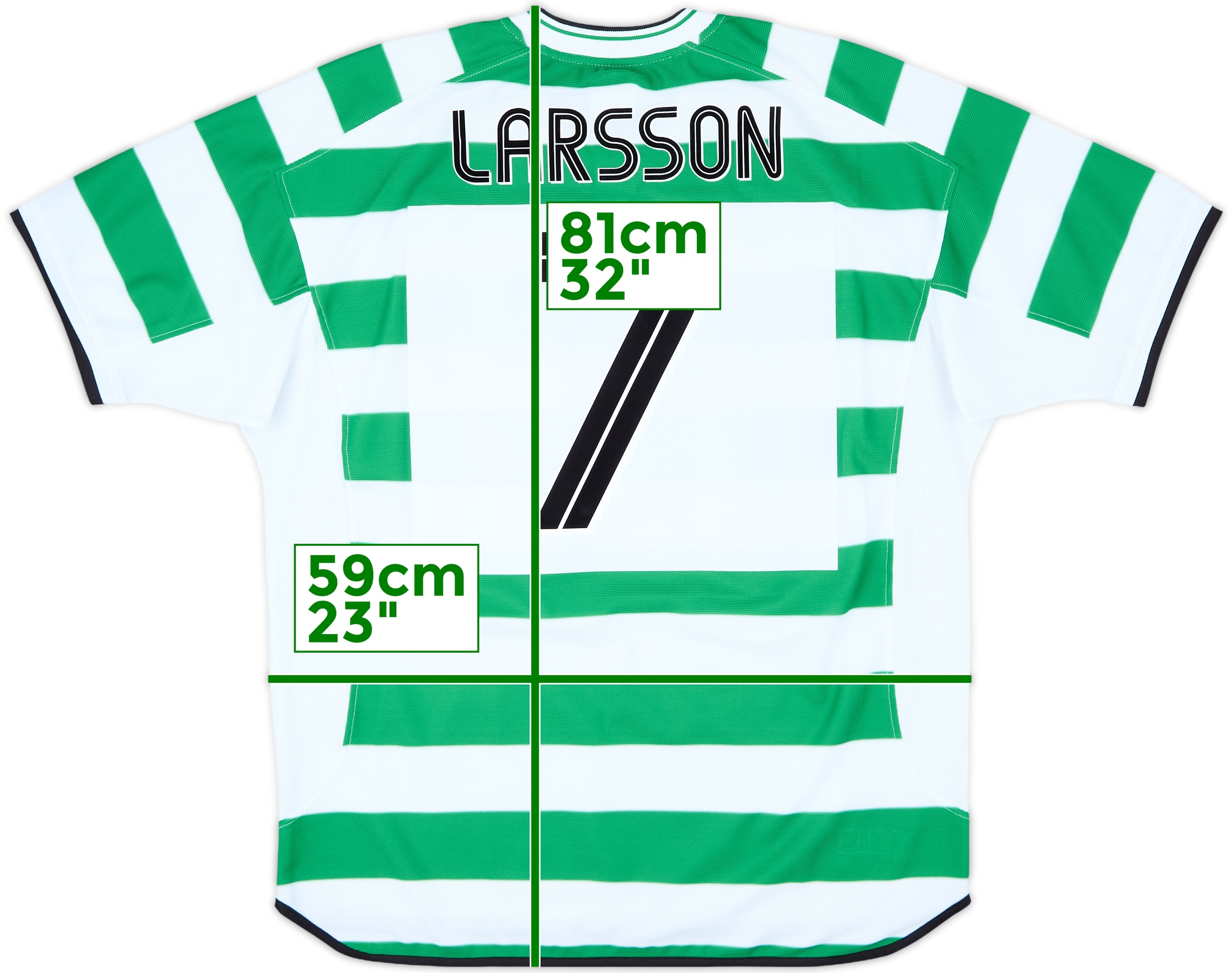 セルティック LARSSON 7番シャツ 2001-03 Celtic Home Shirt Larsson #7 - 10/10 - (XL)