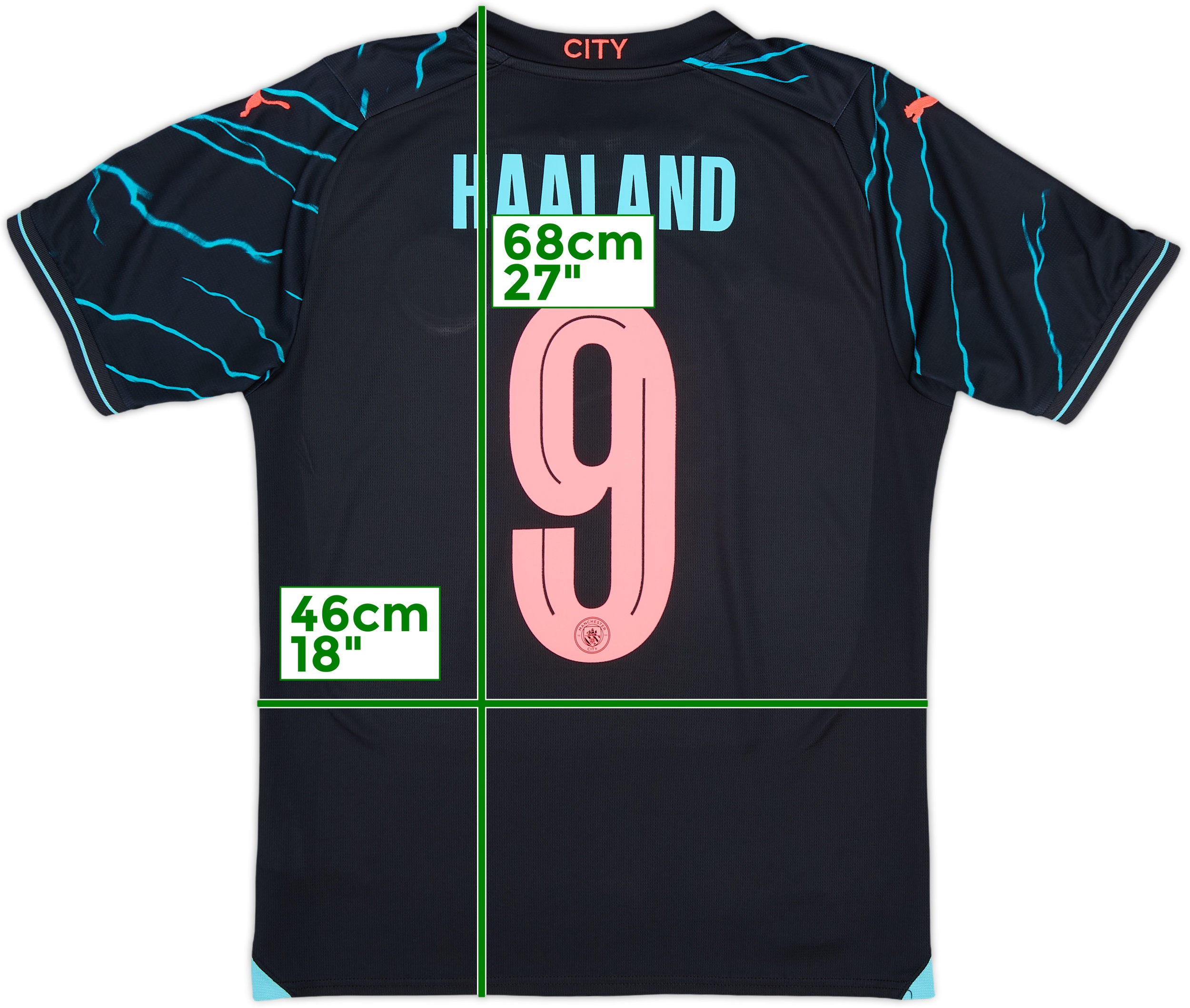 2022-23 Manchester City Home Shirt Haaland #9 - 8/10 - (L)