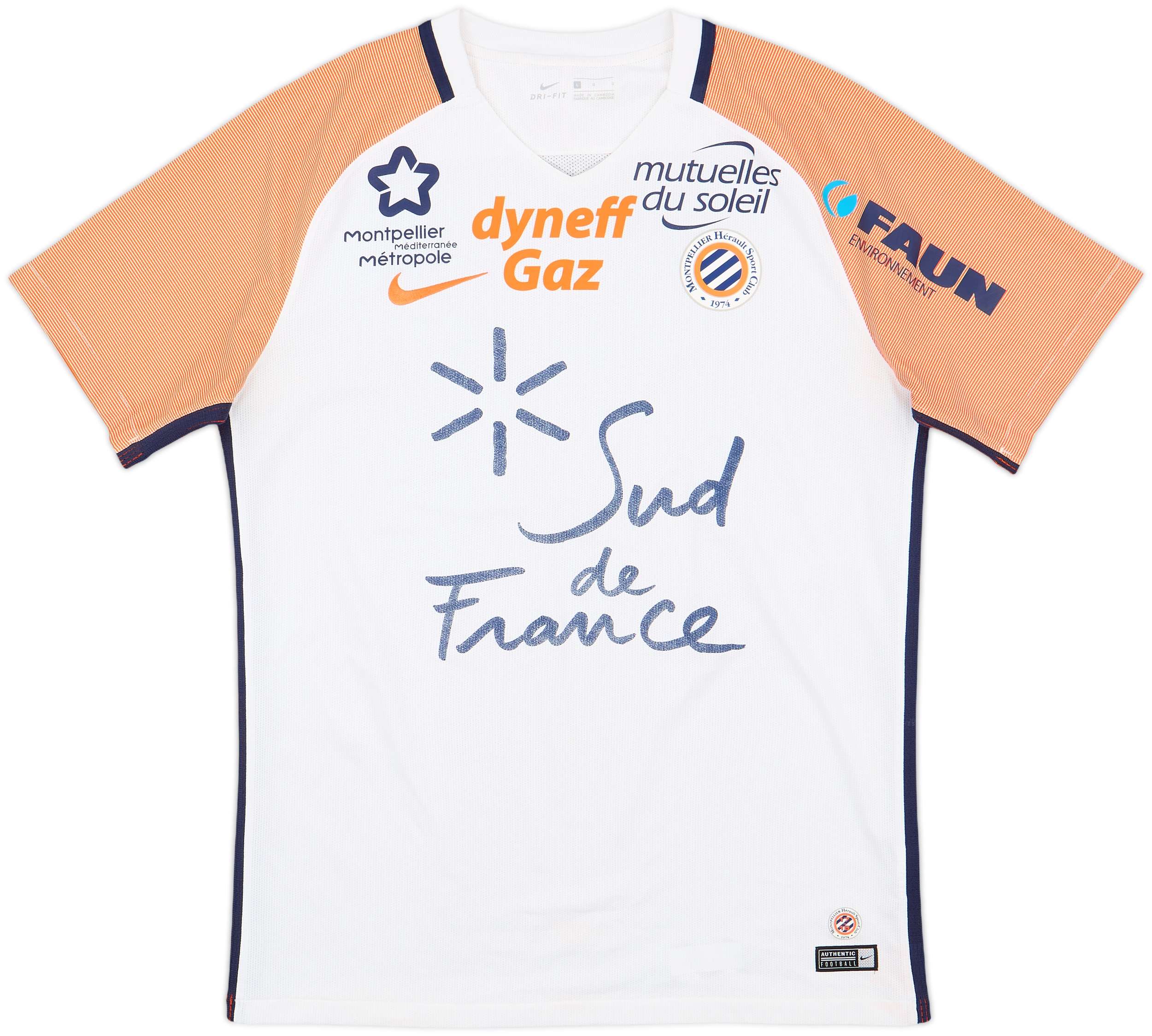 NIKE - モンペリエ 2018-19 アウェー Mサイズ Delort フルスポンサー 2017-18 Montpellier Away Shirt - 5/10 - (L)
