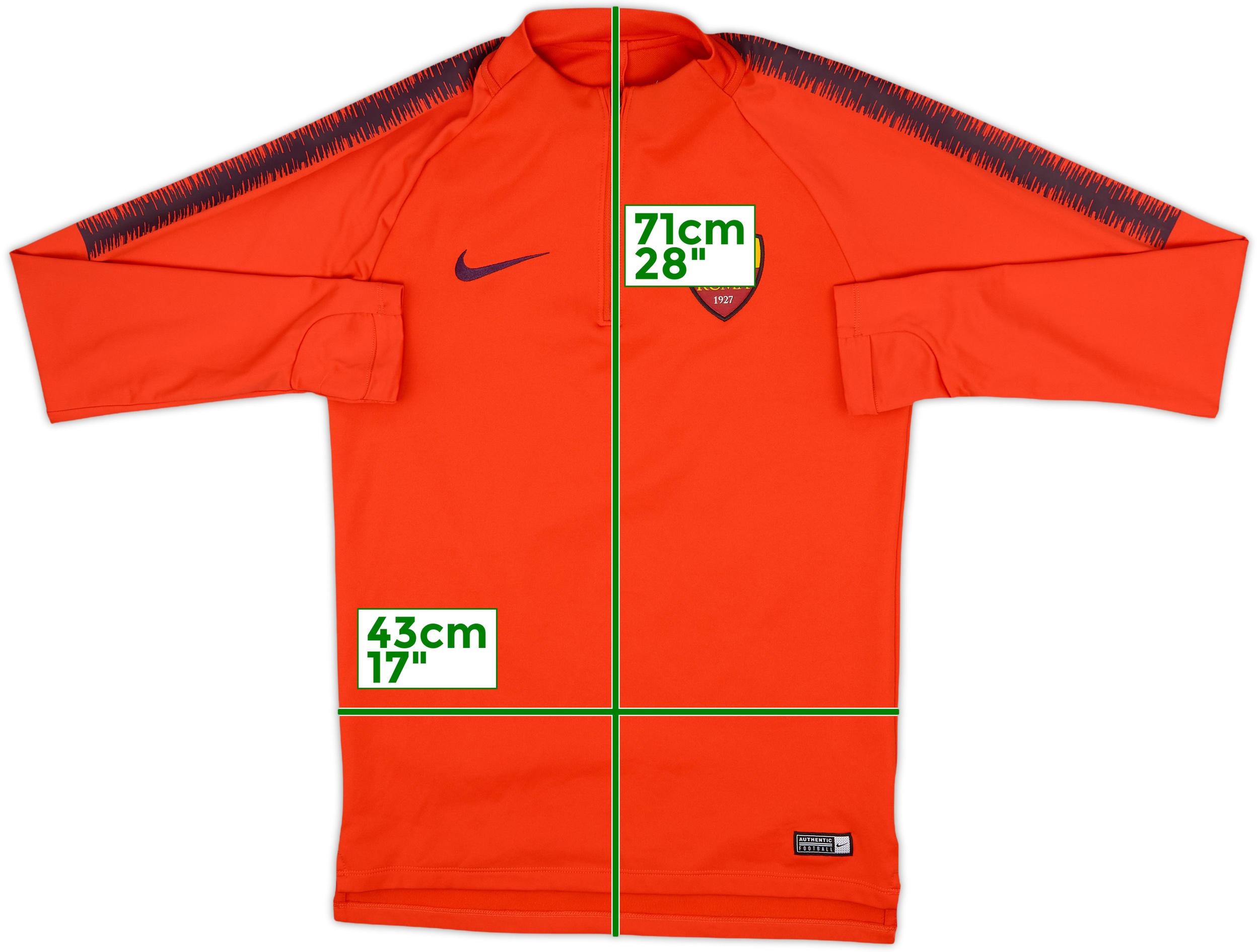 2018-19 Roma Nike 1/4 Zip Squad Drill Top - 8/10 - (S)