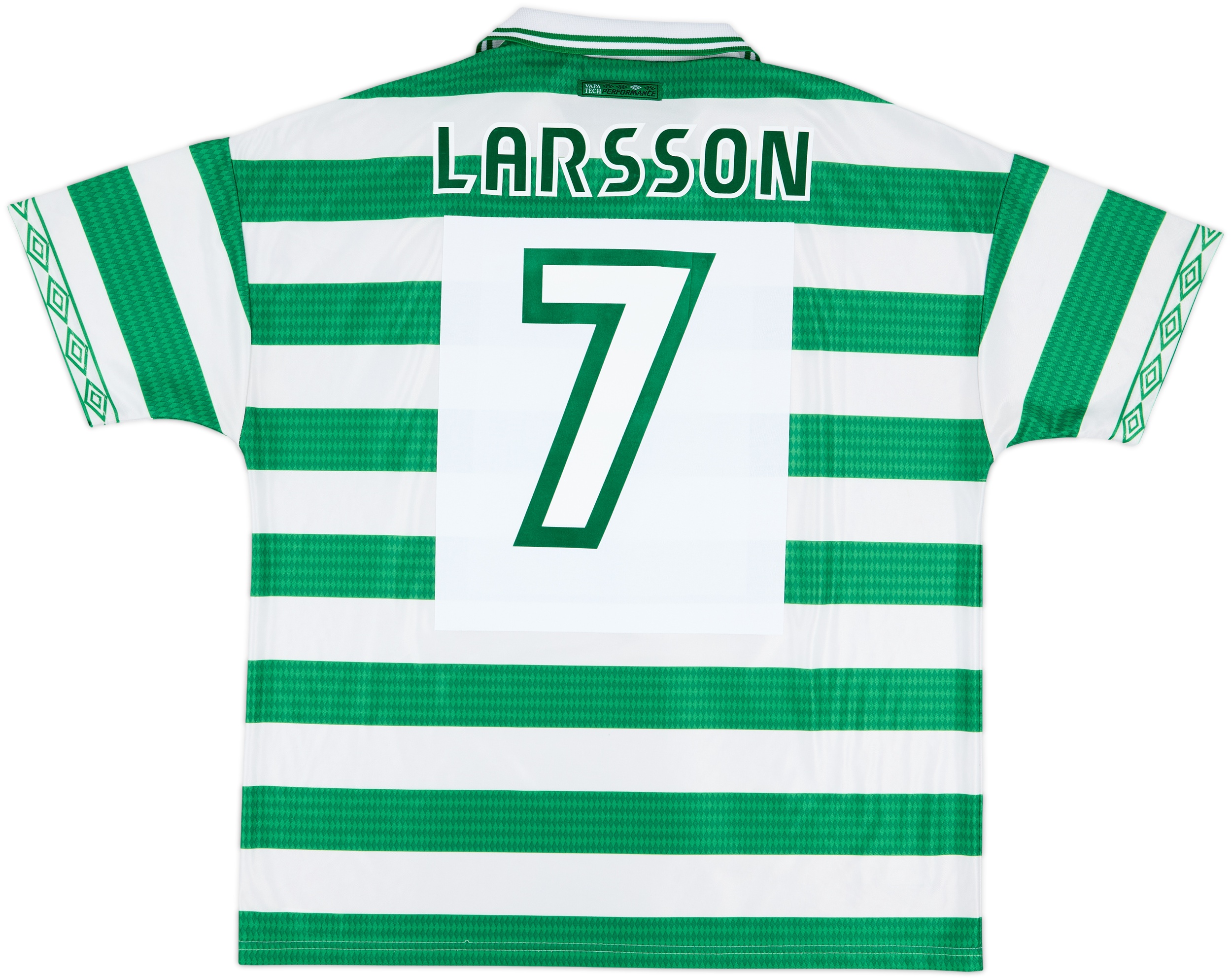 ウェア Celtic 1998/99  Uniform #7 LARSSON 1998/99 LARSSON #7 Celtic Vintage Umbro Away Football Shirt