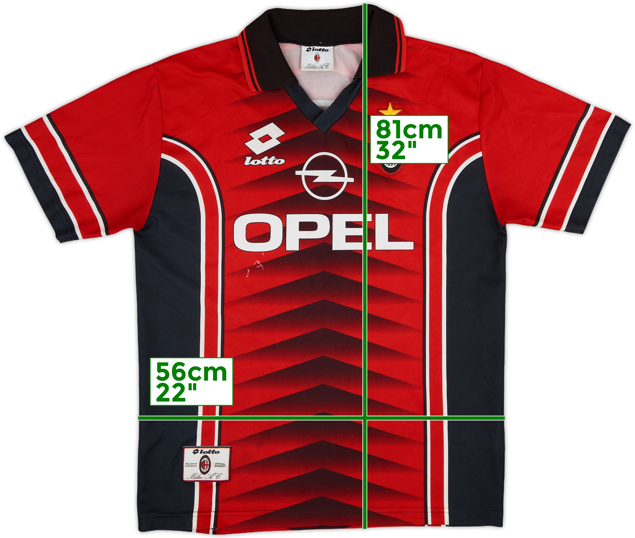 lotto AC MILAN ユニフォーム シャツ 9 1997-98 AC Milan Away Shirt - 9/10 - (L)