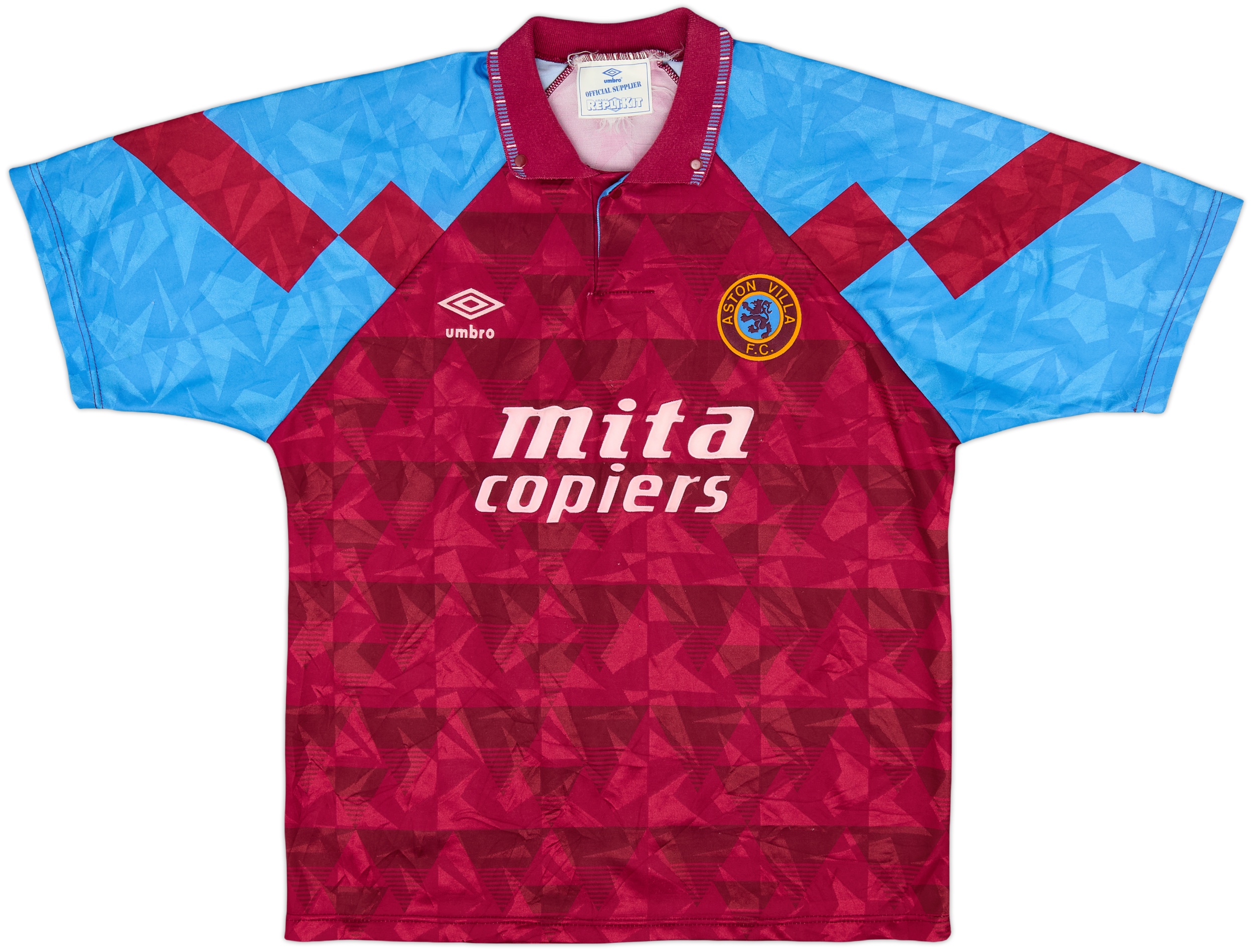ウェア 90s umbro Aston Villa uniform shirt y2k ASTON VILLA FOOTBALL SHIRT 1990/1992 HOME JERSEY soccer