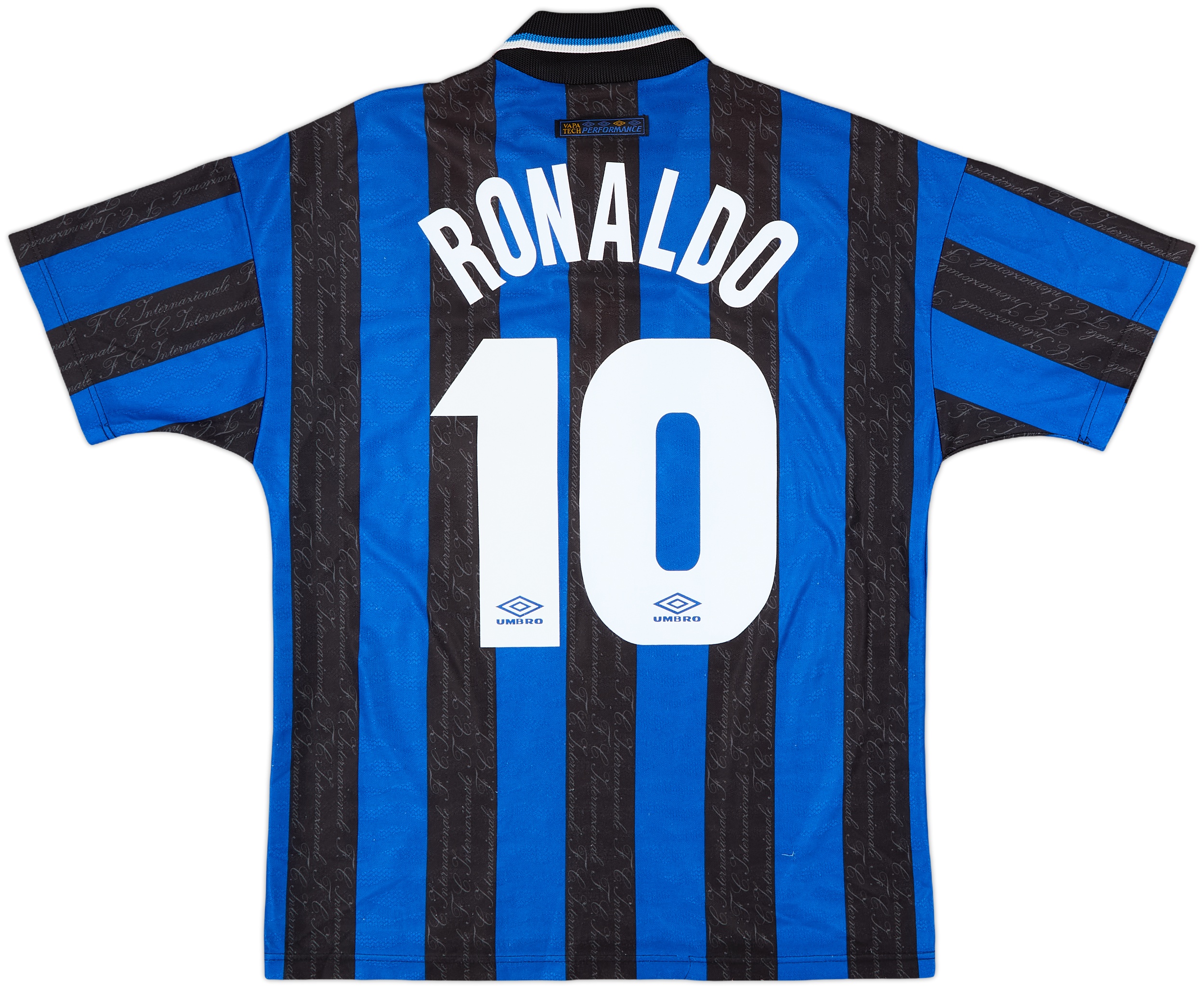 【97-98 Umbro Inter  Ronaldo #10】 1997-98 Inter Milan Home Shirt Ronaldo #10 - 8/10 - (M)