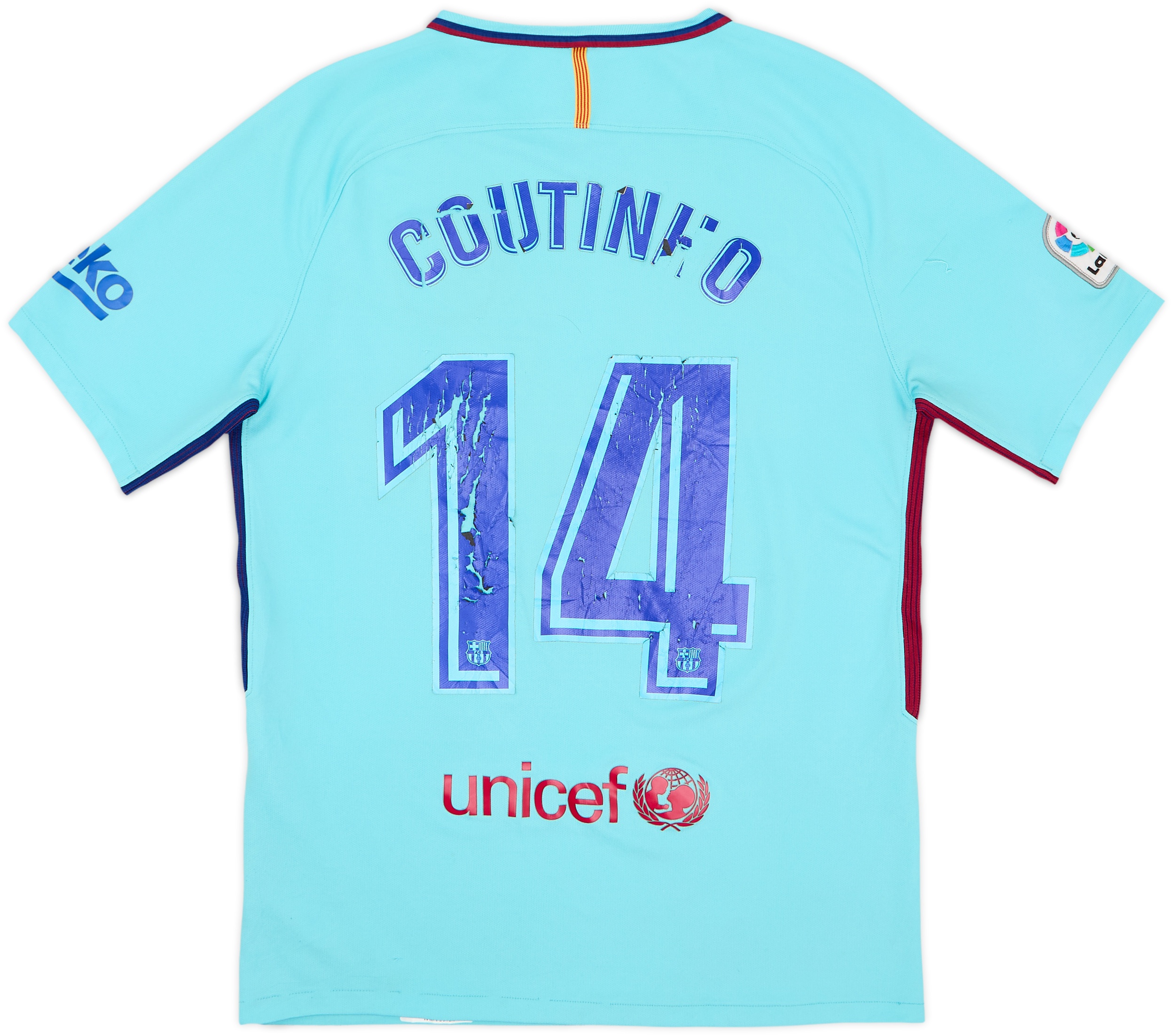 2017-18 Barcelona Away Shirt Coutinho #14 - 4/10 - (M)