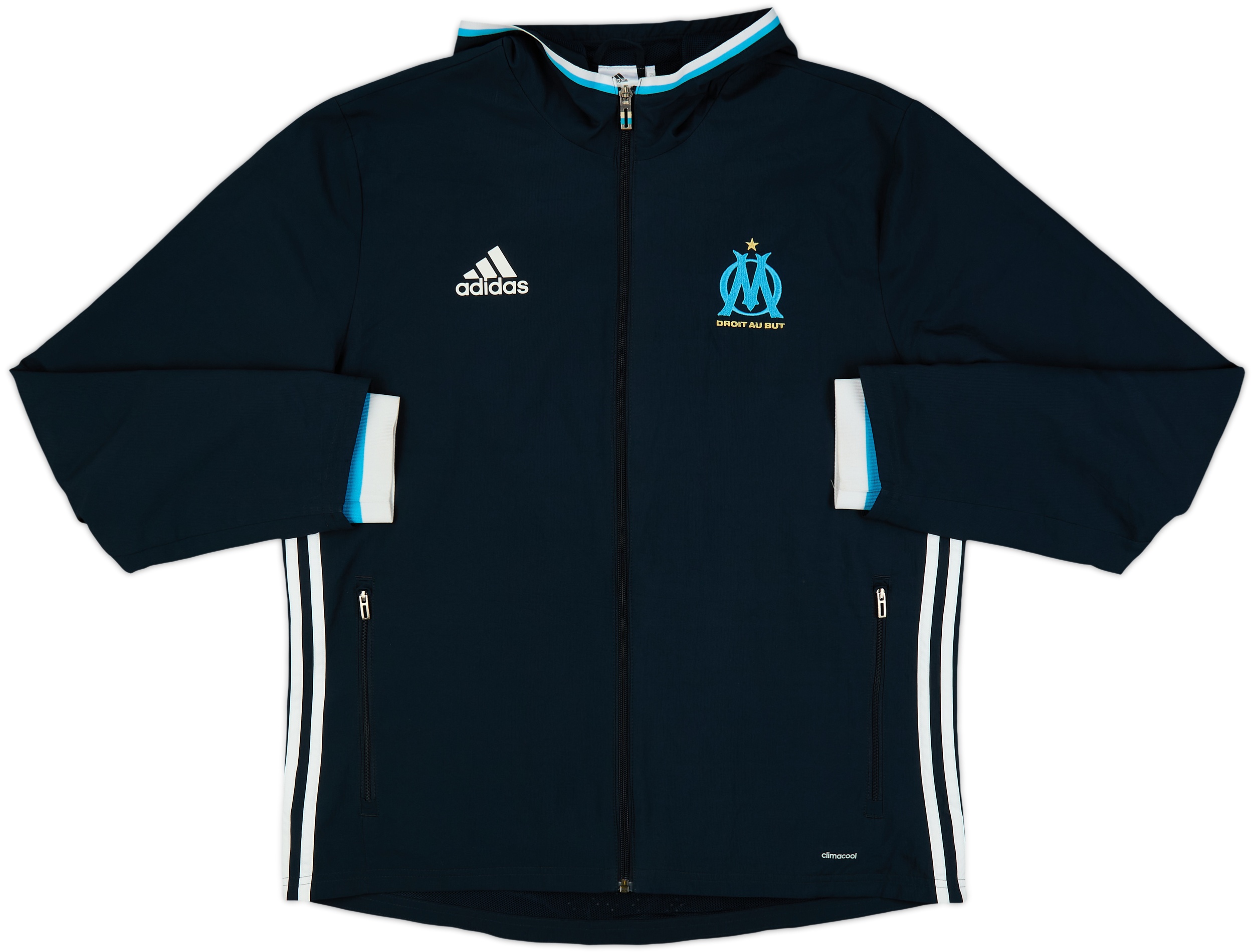 2015-16 Olympique Marseille adidas Hooded Track Jacket - 8/10 - (L)