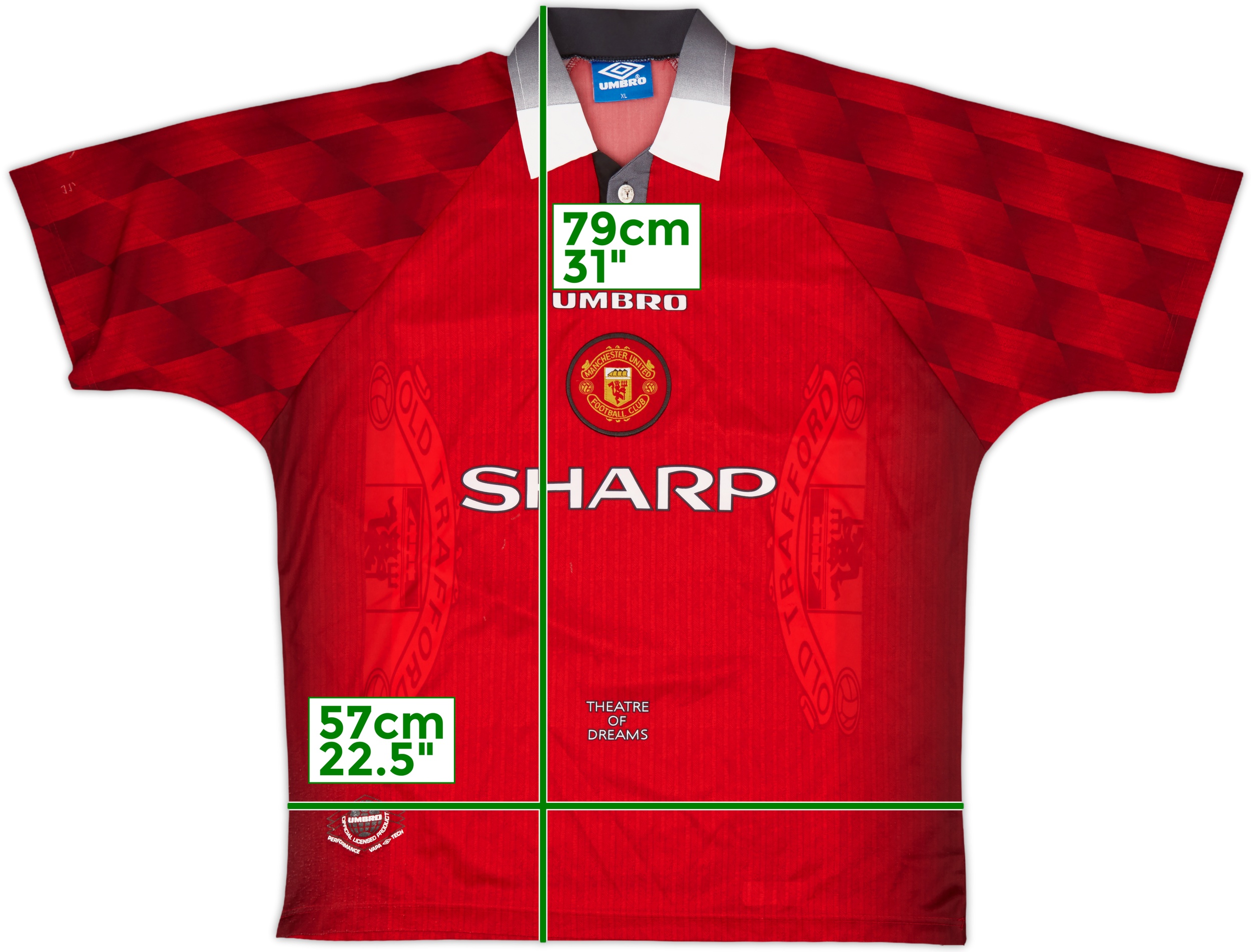 ウェア 1996-98 Manchester United  Shirt 1996-98 Manchester United Home Shirt - 5/10 - (XL)