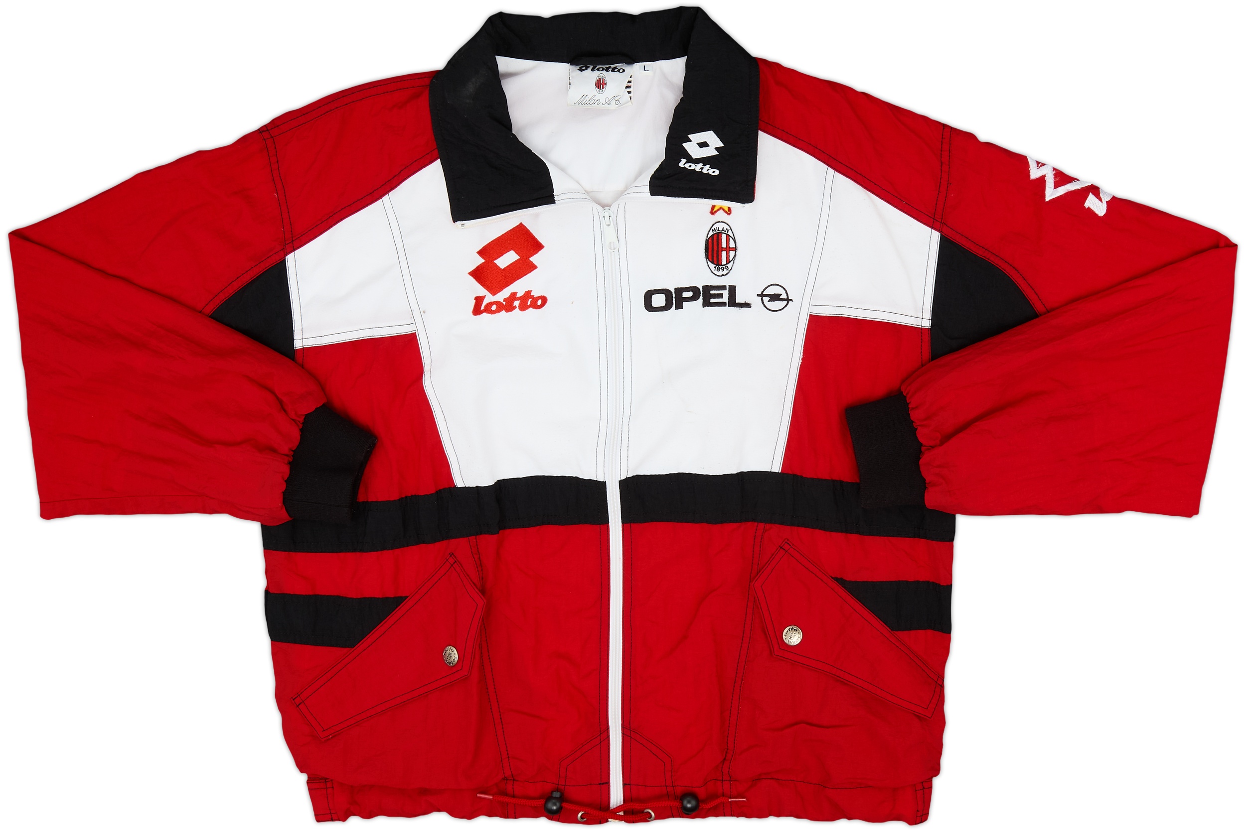 ACミラン　OPEL期　Milan A.C. Lotto 長袖ジャージ 赤黒 1995-96 AC Milan Lotto Tracksuit - 8/10 - (L)