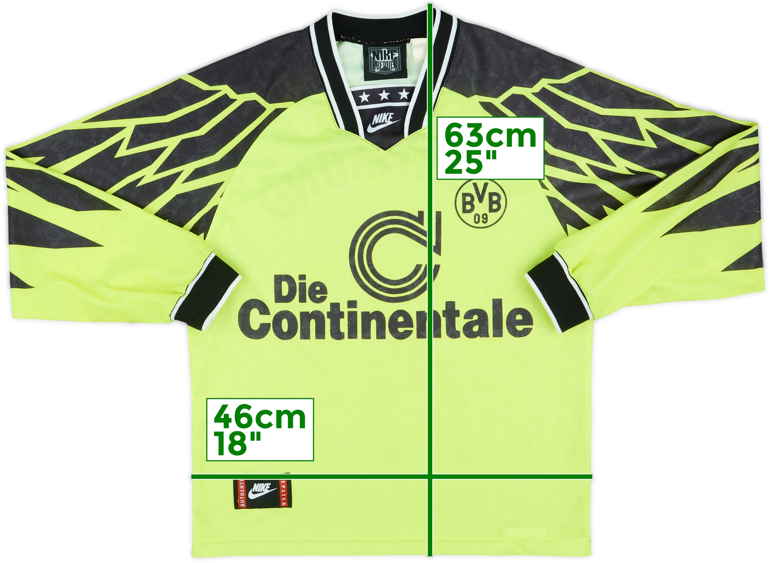 ドルトムント 94/95 ホーム ユニフォーム Dortmund Home 1994-95 Borussia Dortmund Home L/S Shirt - 7/10 - (L.Boys)