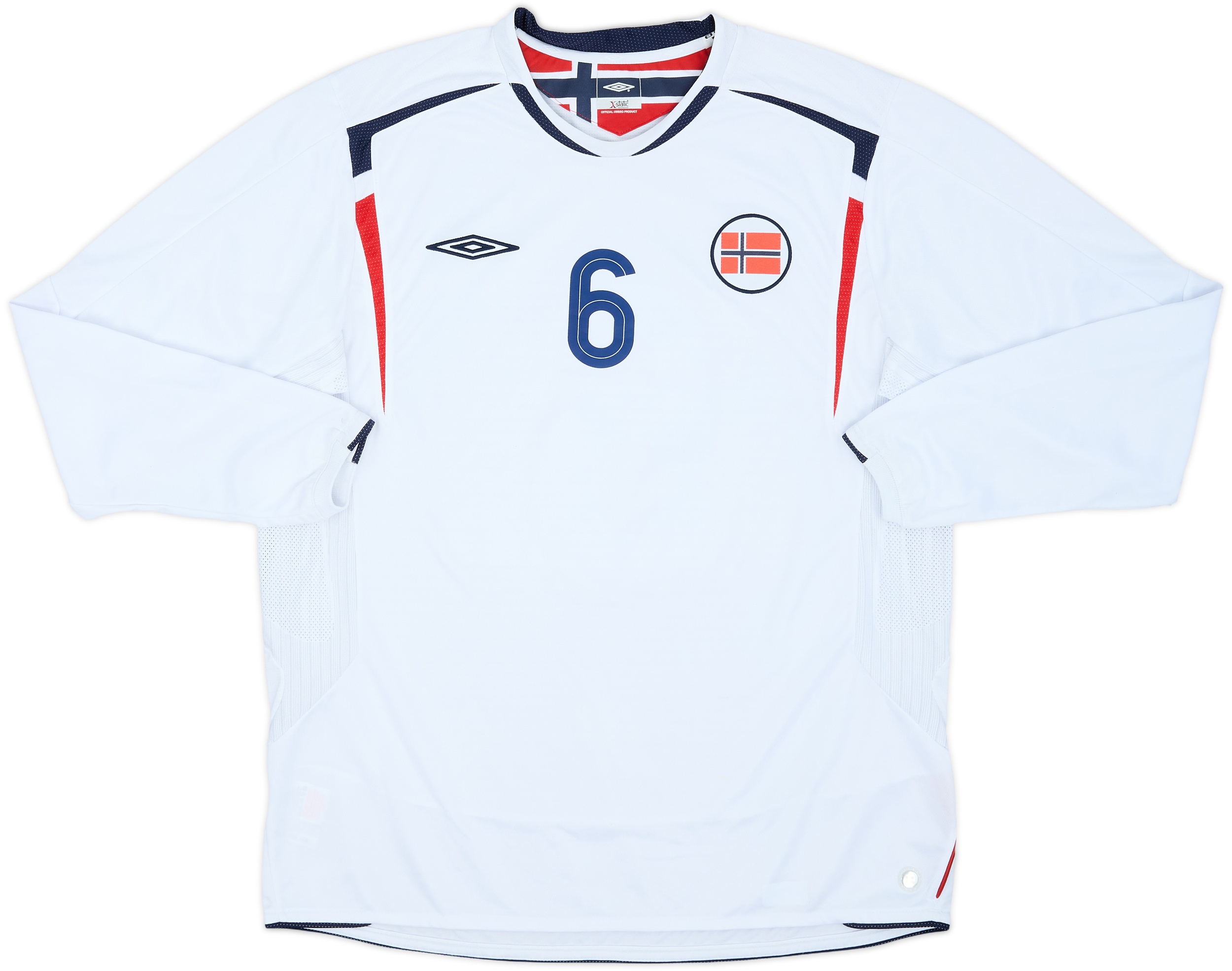 2006 ノルウェー代表 XL ユニフォーム ジャージ Norway Umbro 2006-08 Norway Match Issue Away L/S Shirt #6