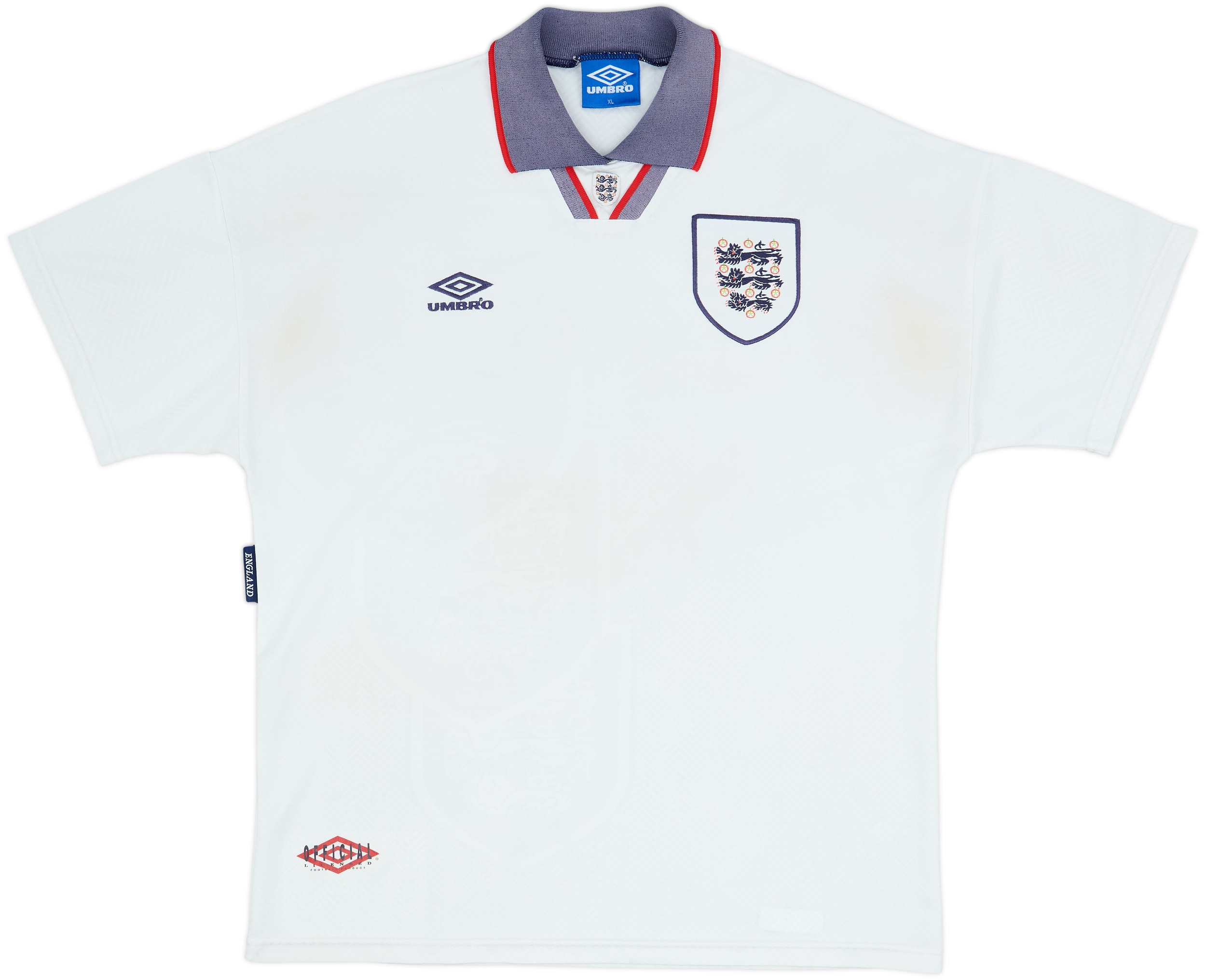 ウェア UMBRO England HM10 SS Shirt White XL 1993-95 England Home Shirt - 5/10 - (XL)