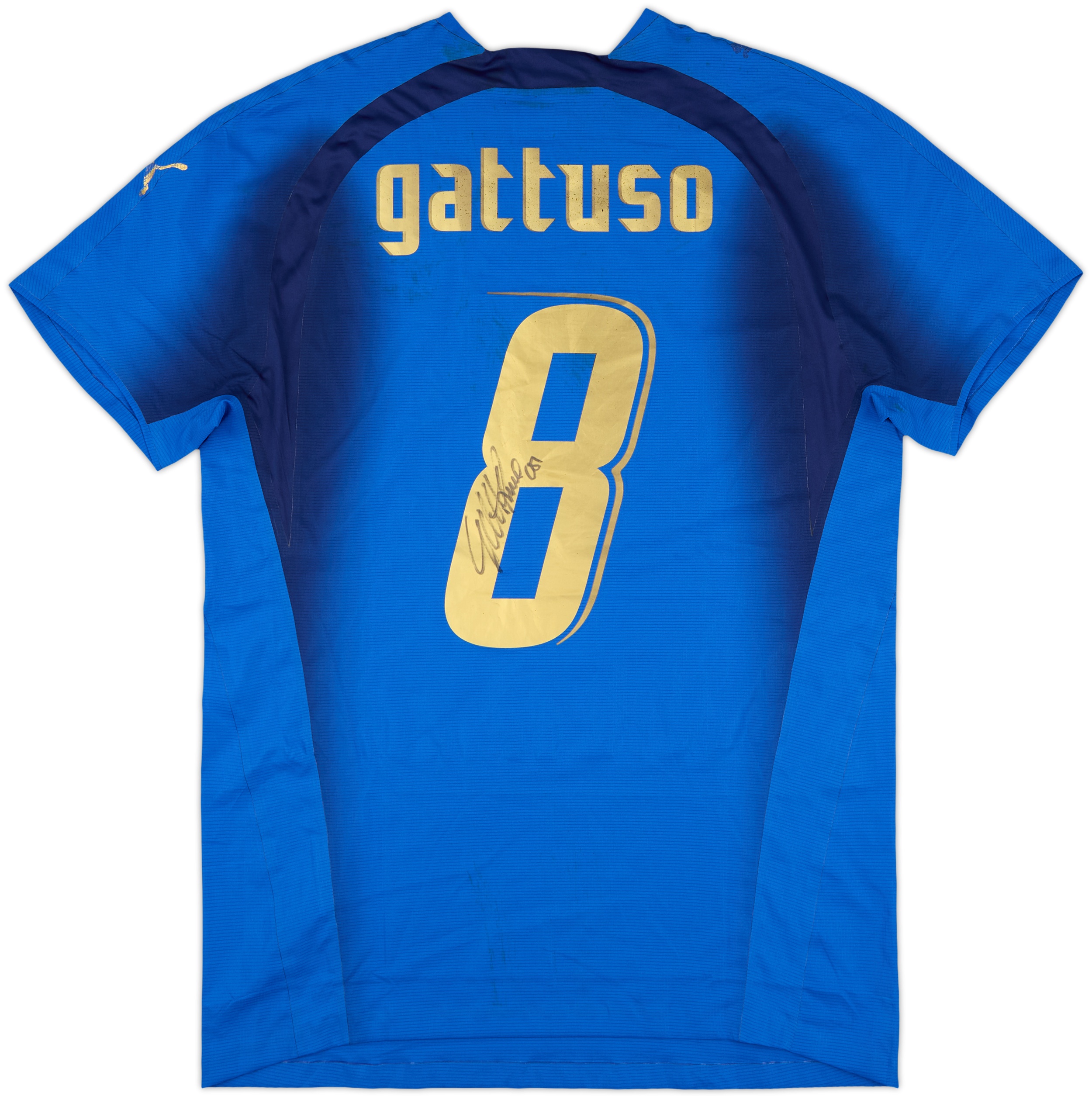 2006 Italy Player Issue Signed Home Shirt Gattuso #8 - 5/10 - (L)