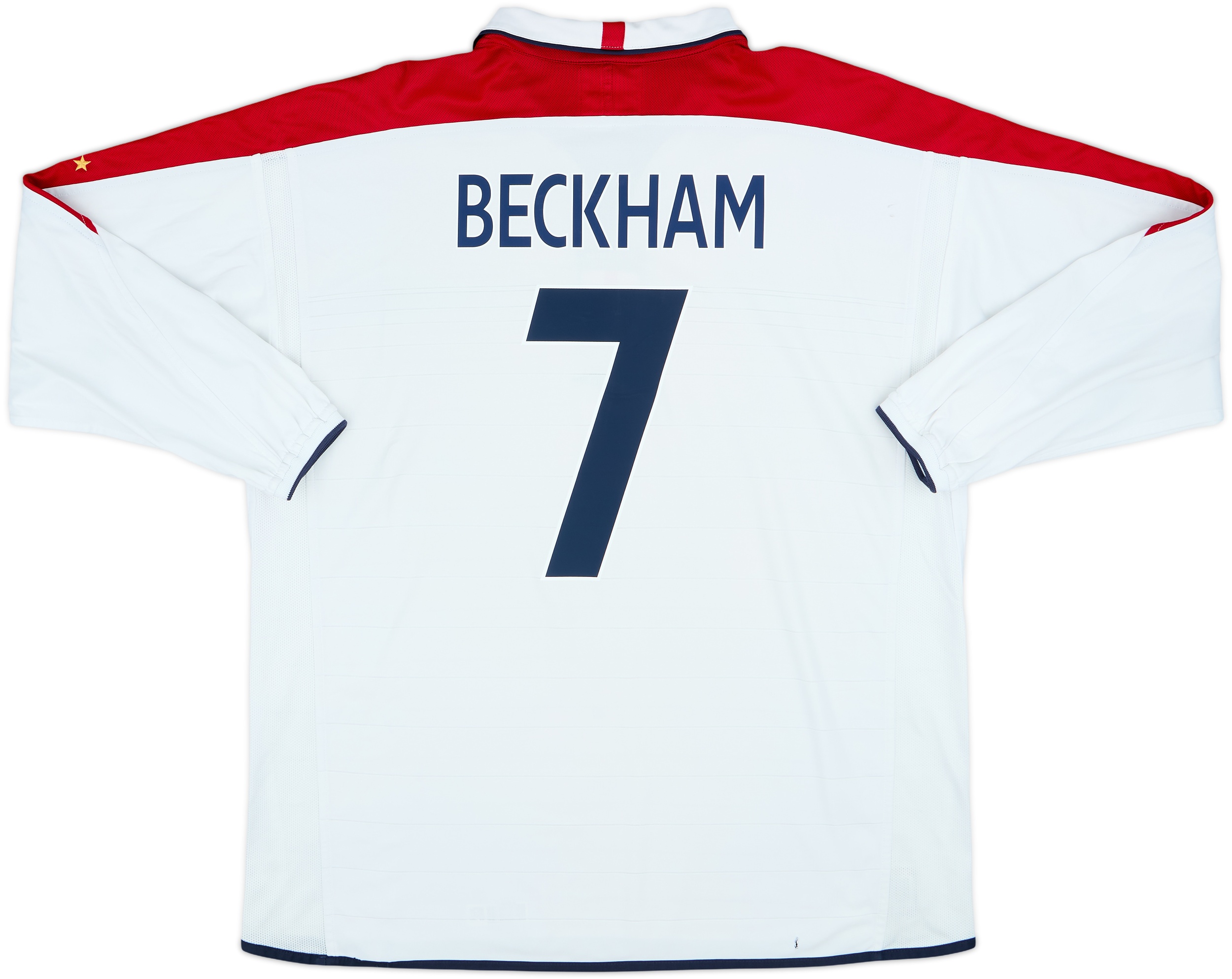 2003-05 England Home L/S Shirt Beckham #7 - 6/10 - (XXL)