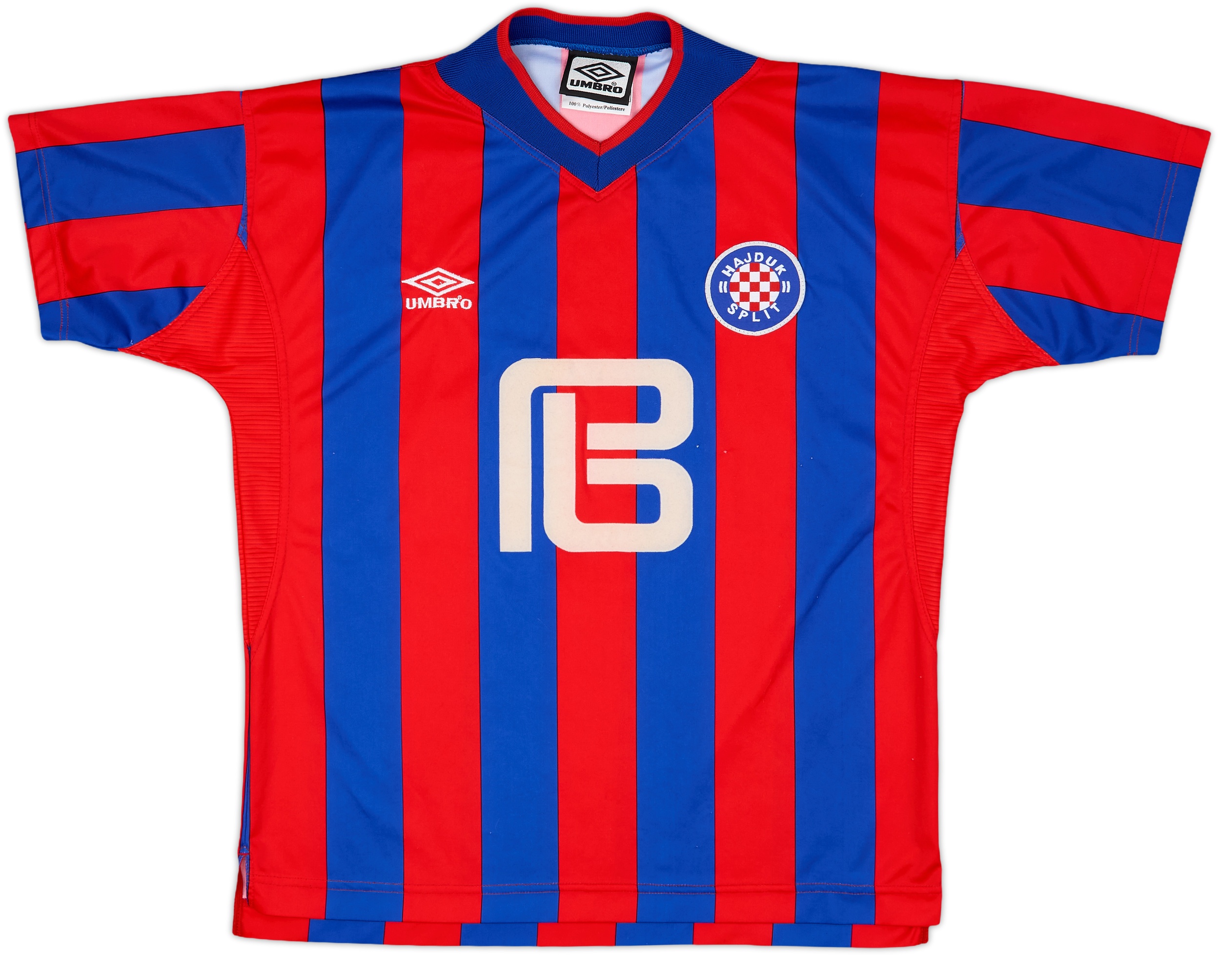 Maillot Extérieur Hajduk Split 2002-2003 – Umbro, Taille XS/Enfant (164 Cm), Bleu Et Rouge
