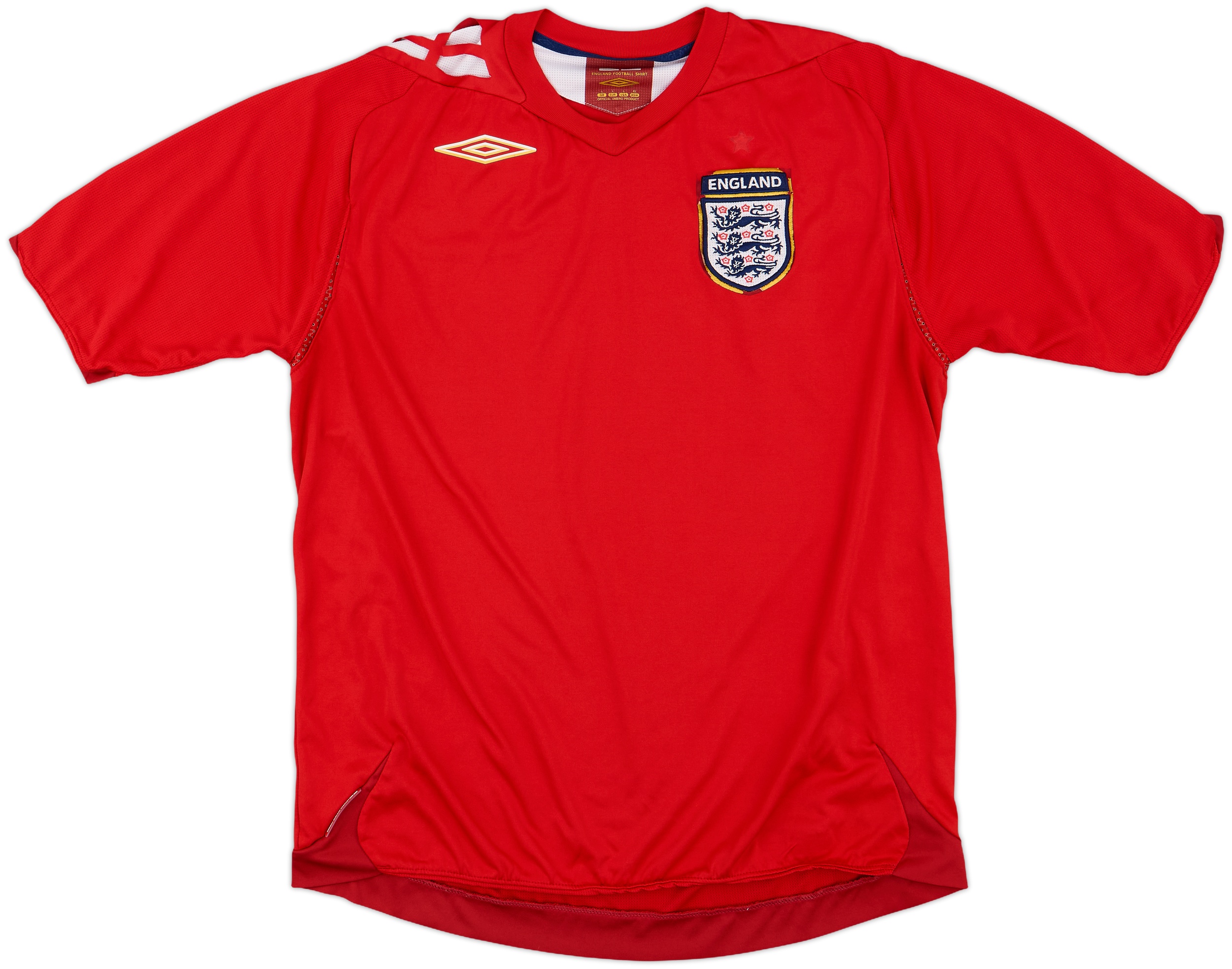 サッカーユニフォームシャツ赤 2006-08 England Away Shirt - 5/10 - (L)