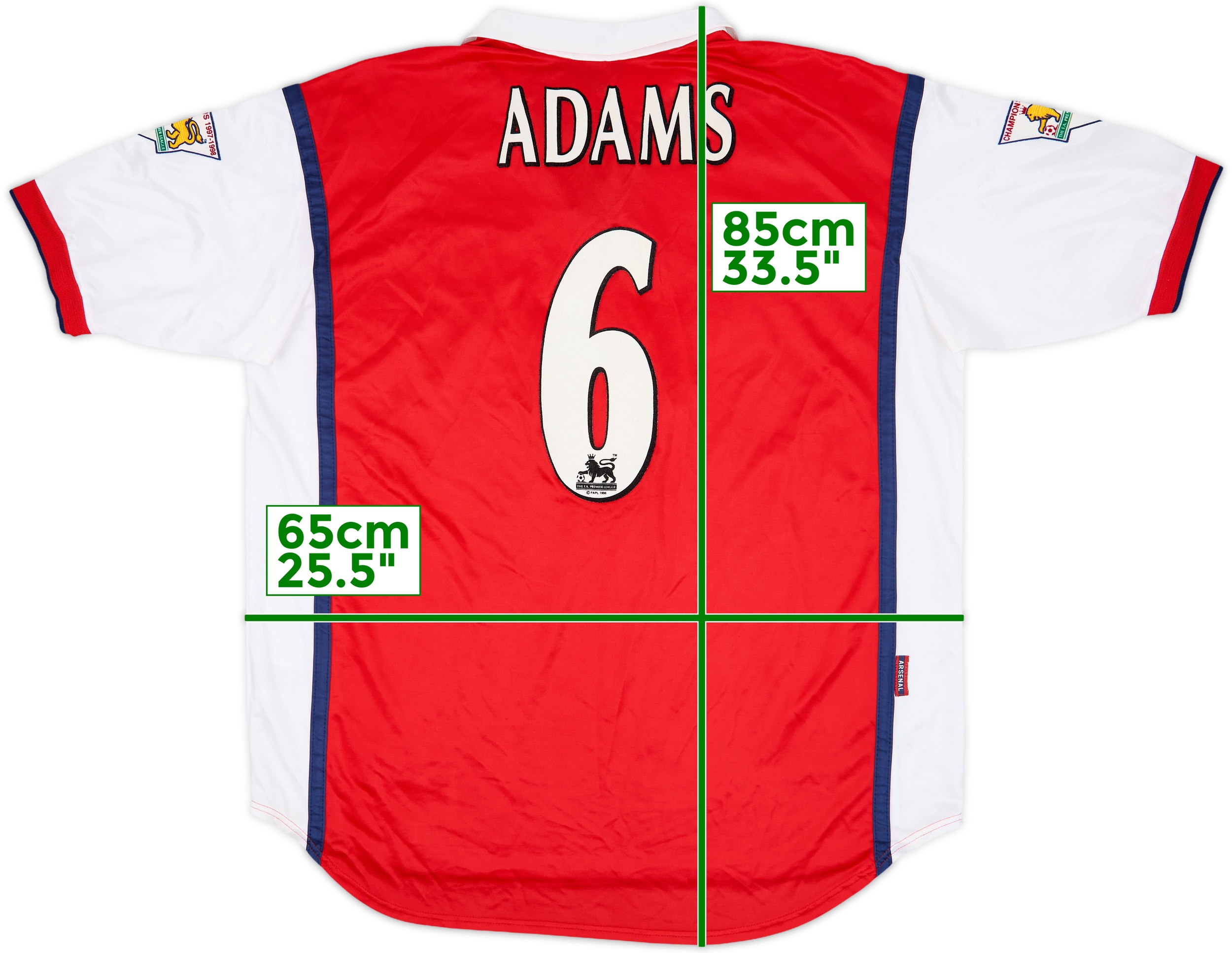 【希少】アーセナルARSENAL1997-99 AWAY アダムス 6 Mサイズ 1997-99 Arsenal away jersey (#6 ADAMS) - XL • RB - Classic