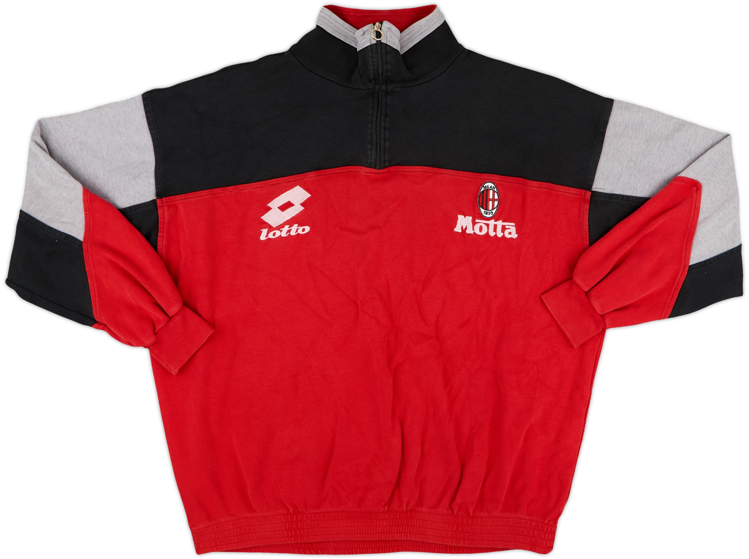 Milan A.C. Lotto シャツ Lサイズ 赤黒 AC Milan 1995 - 1996 Home football Lotto long sleeve jersey