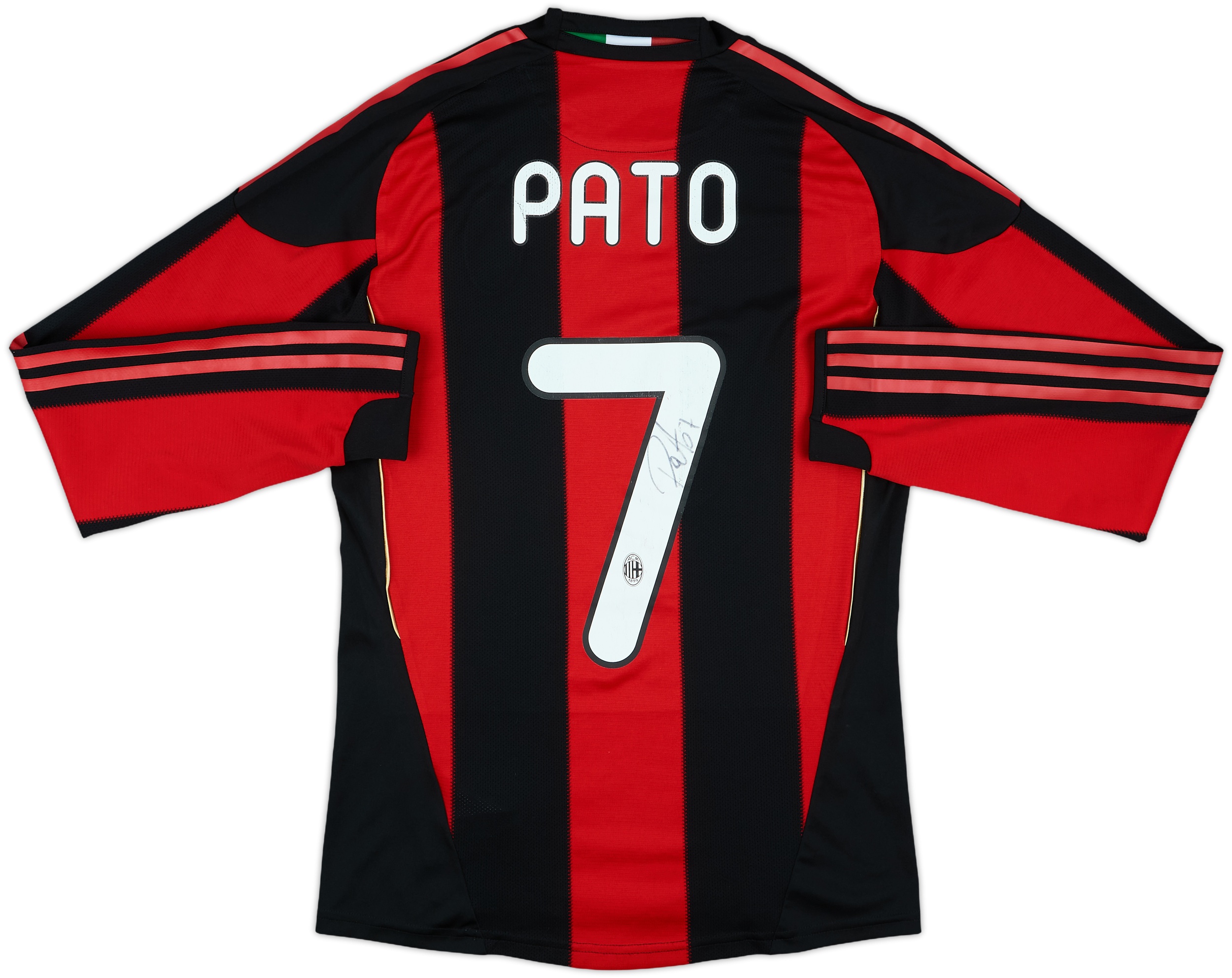 2010-11 AC Milan Player Issue Signed Home L/S Shirt Pato #7 - 7/10