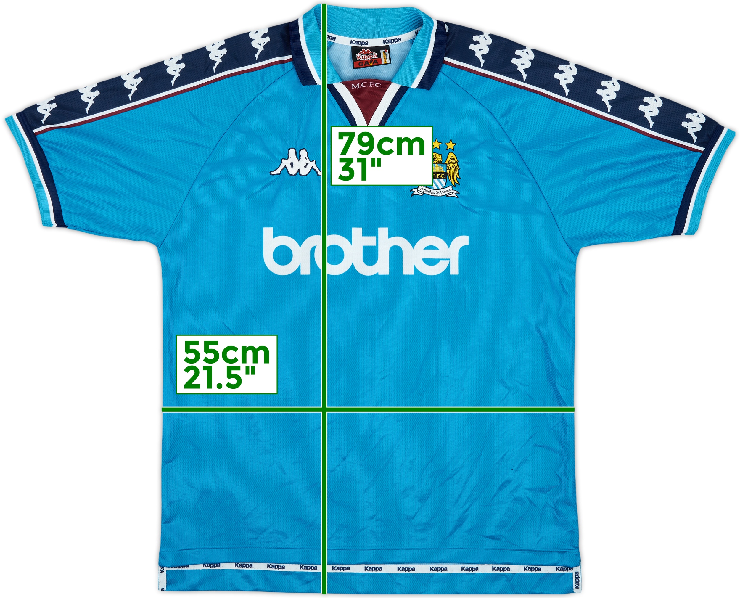 ルコック ユニホーム　Manchester City Home 99/00 1997-99 Manchester City Home Shirt - 9/10 - (L)