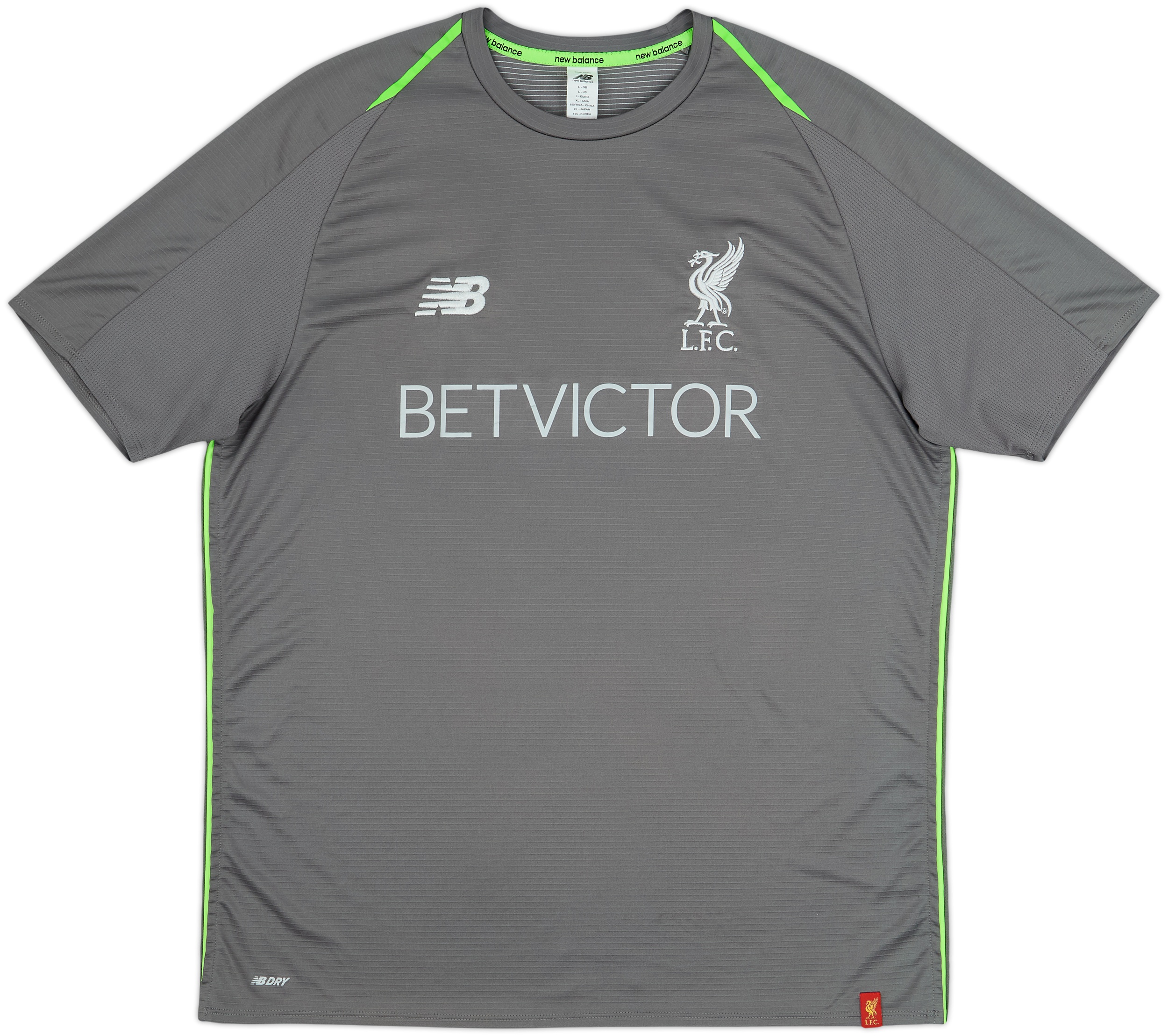Liverpool FC サッカーシャツ New Balance ダークグレー 2018-19 Liverpool New Balance Training Shirt - 9/10 - (L)