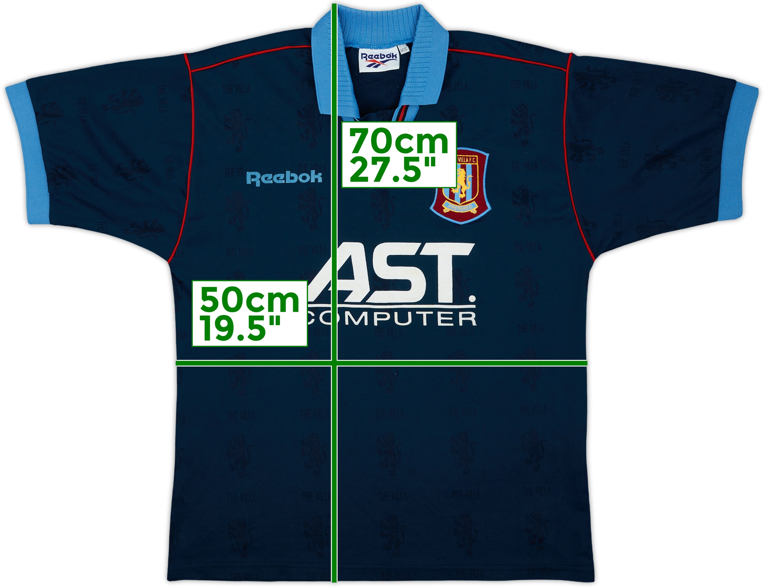Reebok Aston Villa シャツ VINTAGE ASTON VILLA 1997-1998 MENS LARGE L 42/44