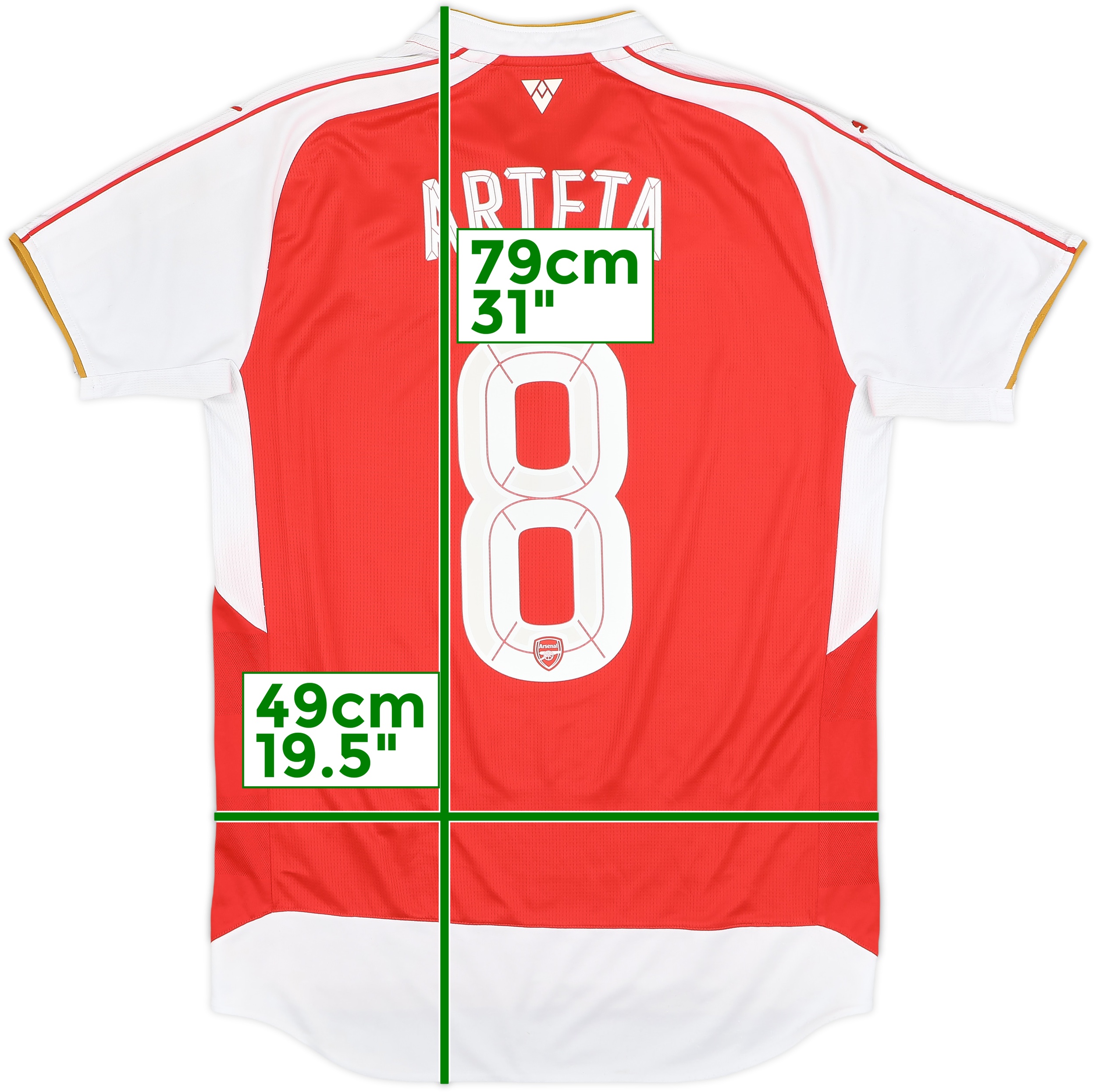 2015-16 Arsenal Home Shirt Arteta #8 - 6/10 - (S)