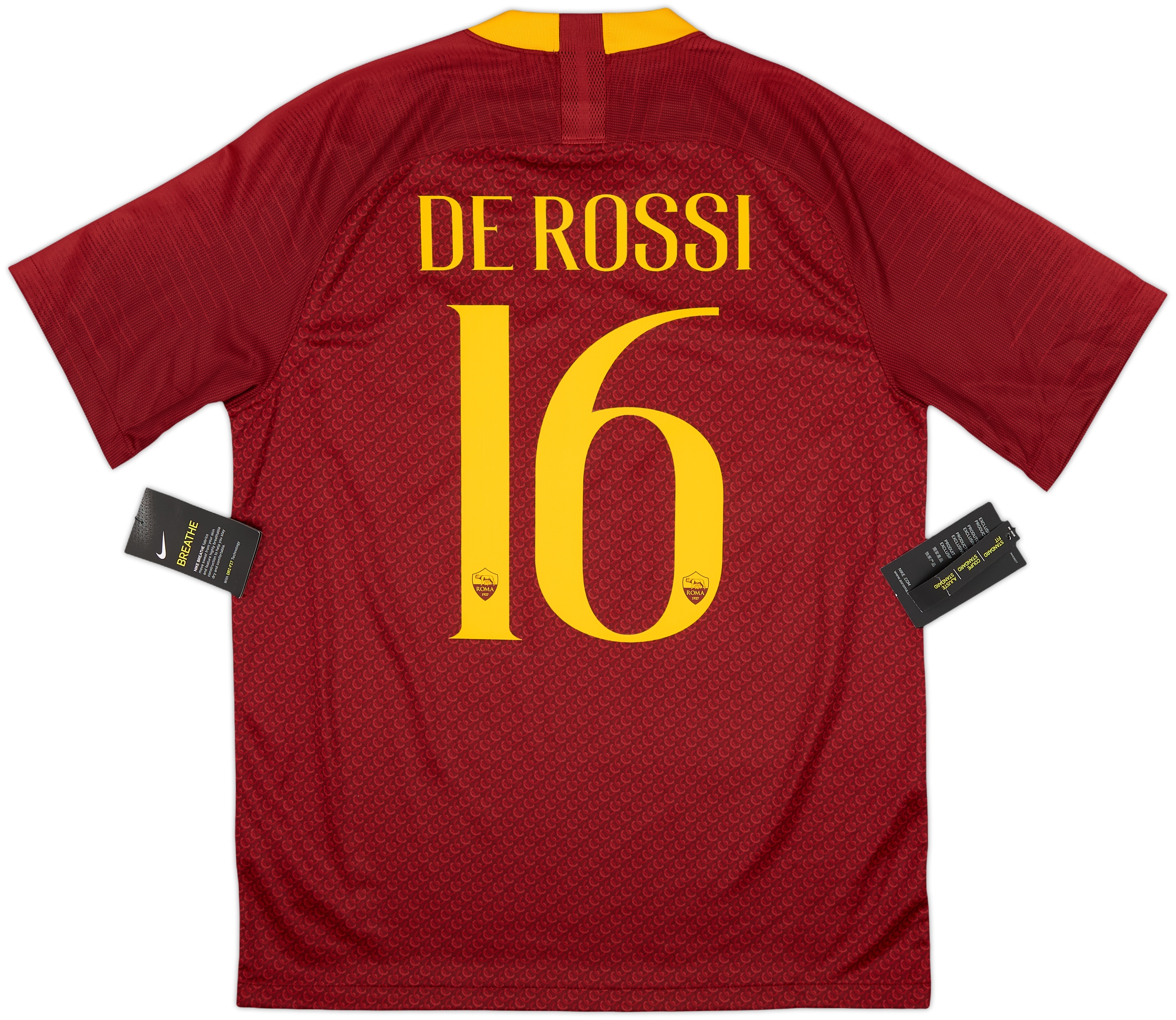 2018-19 Roma Home Shirt De Rossi #16 (M)