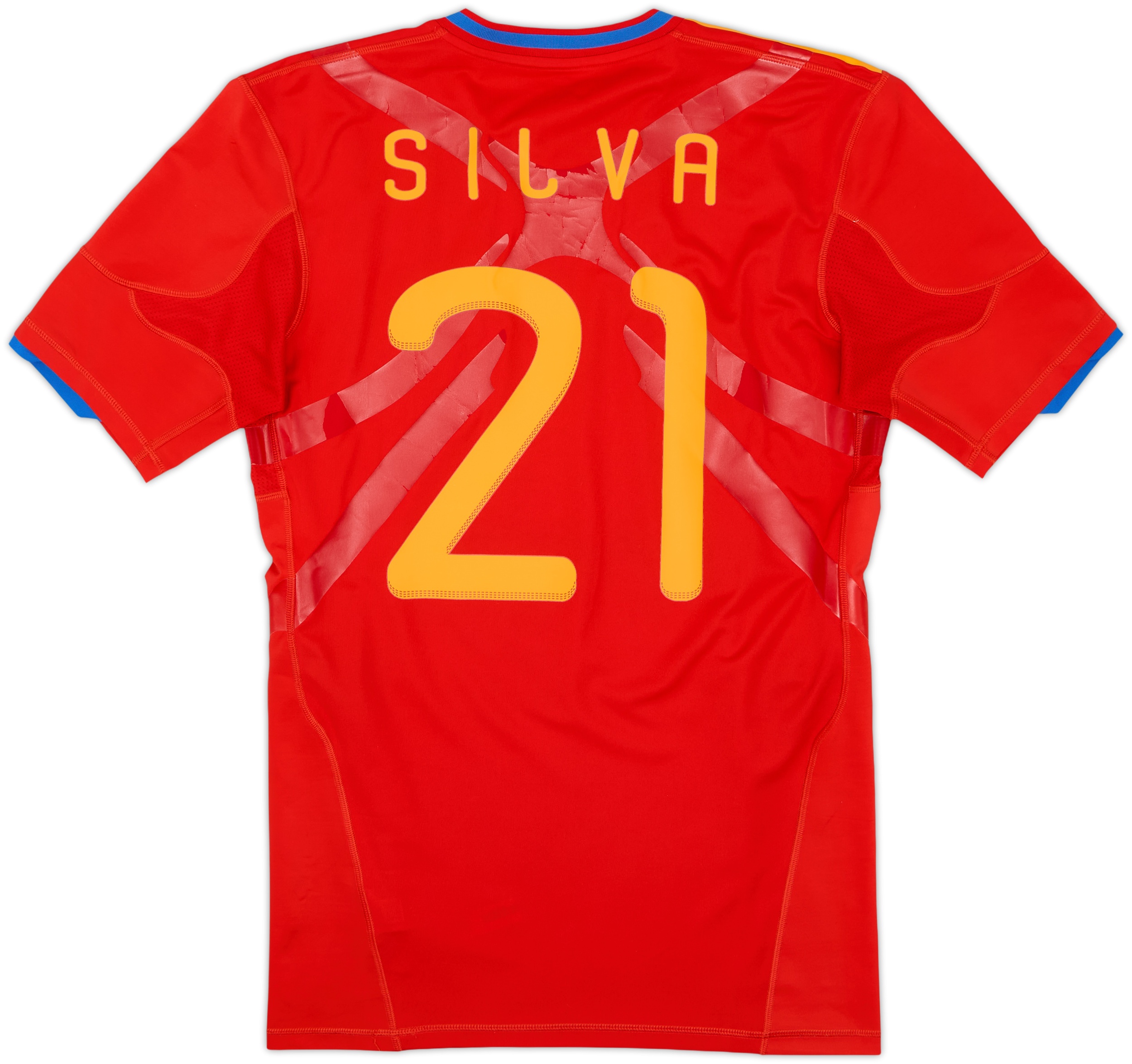 2009-10 Spain Player Issue TechFit Home Shirt Silva #21 - 6/10 - (L)
