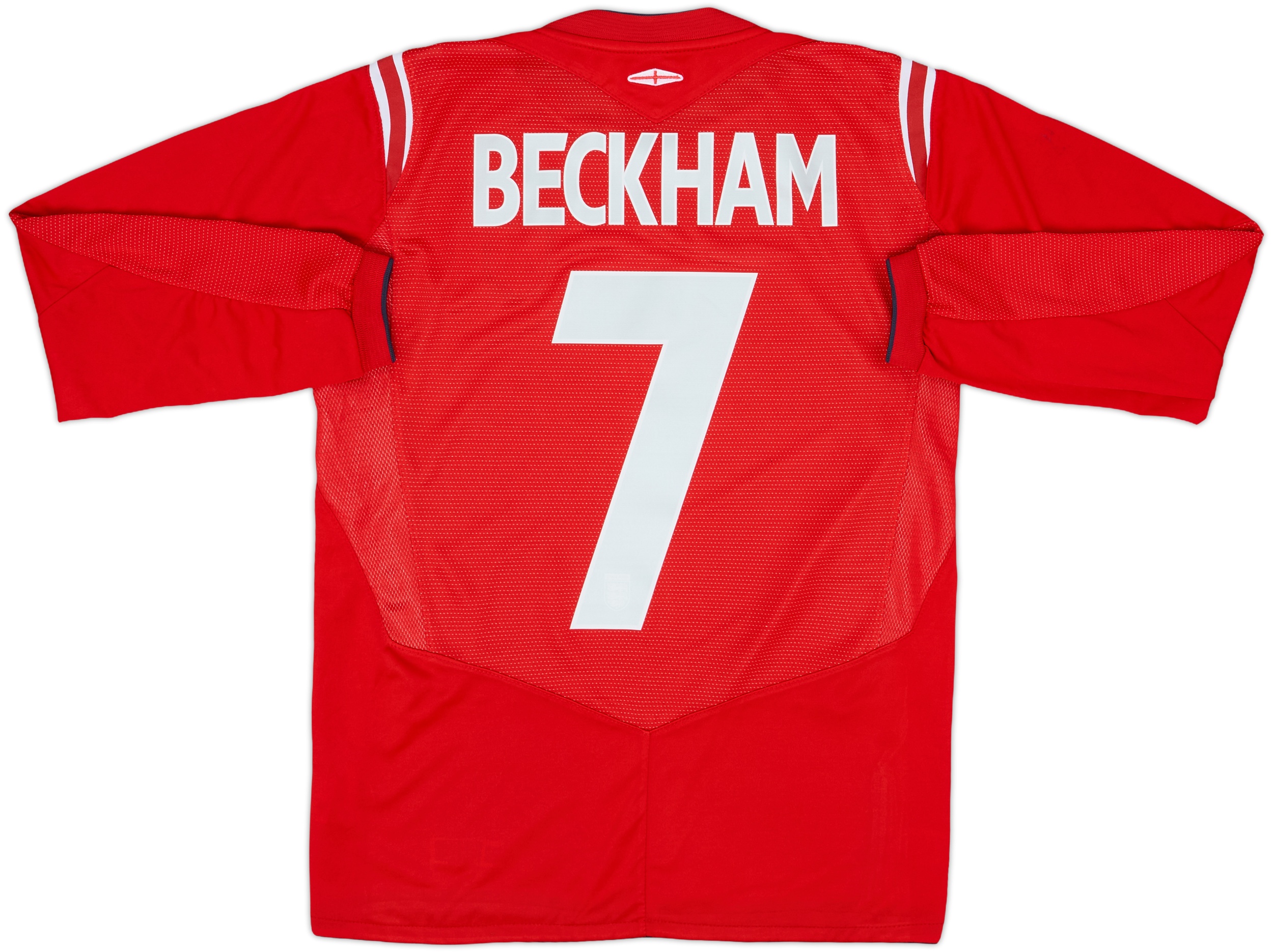 2004-06 England Away L/S Shirt Beckham #7 - 9/10 - (XL.Boys)