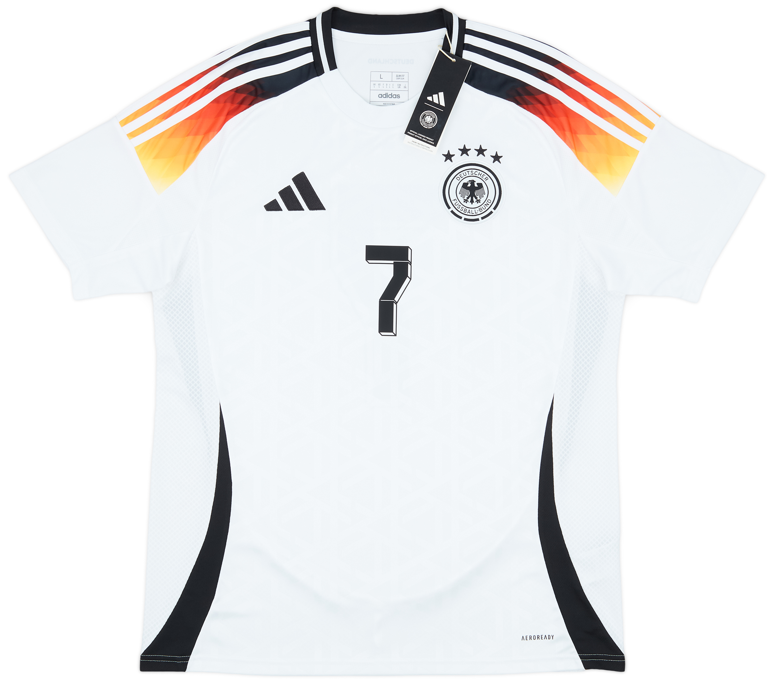 adidas HAVERTZ 7 ピンク Lサイズ シャツ 2024-25 Germany Home Shirt Havertz #7
