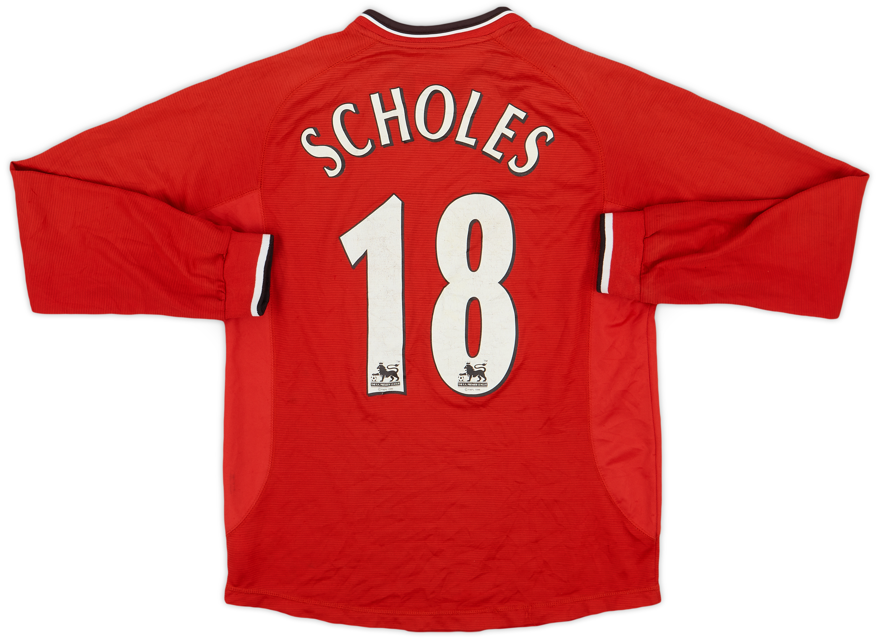 2000-02 Manchester United Home L/S Shirt Scholes #18 - 7/10 - (L)