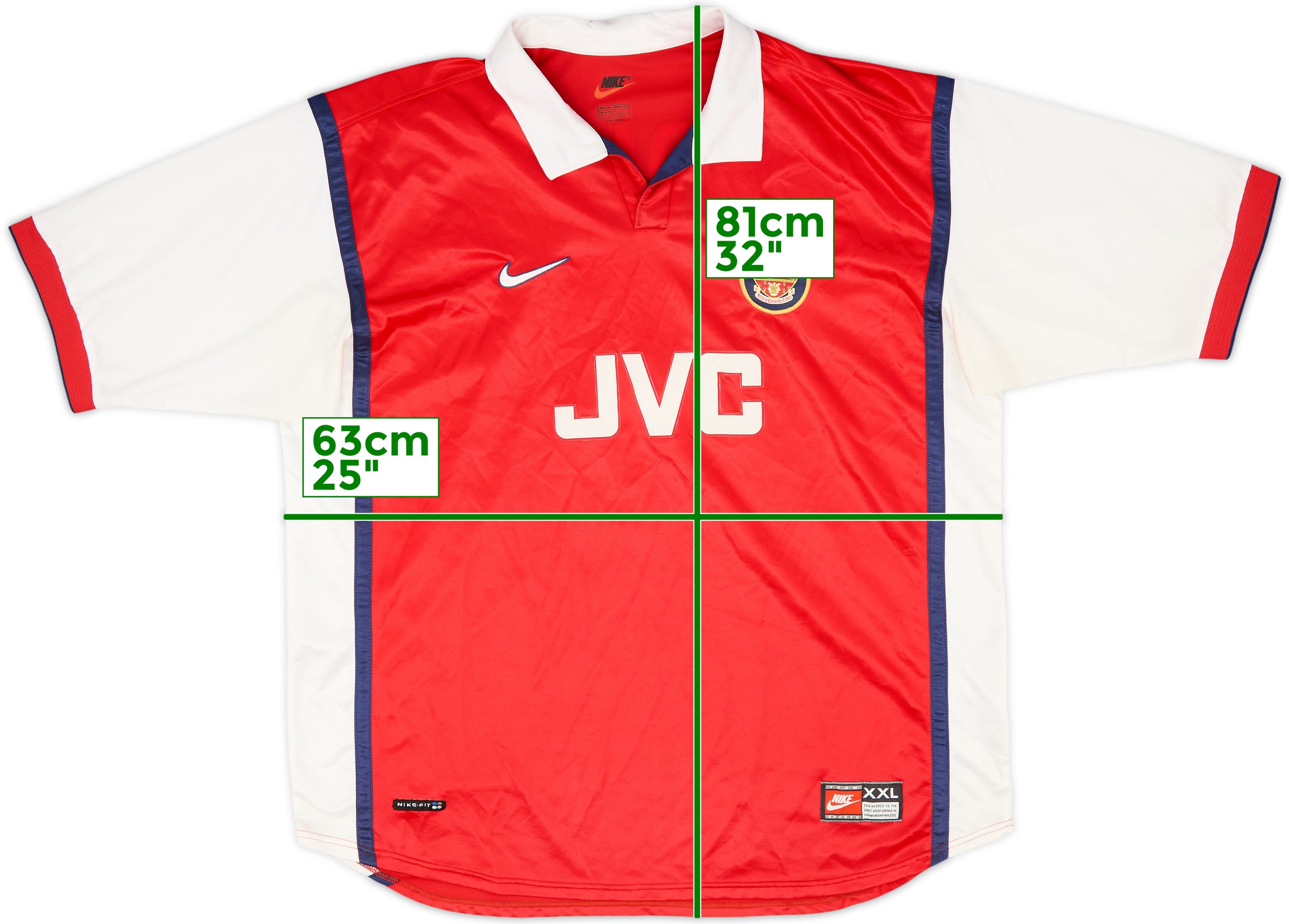 Nike Arsenal JVCアーセナル 1998 - 99サイズL 1998-99 Arsenal Home Shirt Adams #6 - 7/10 - (XXL)