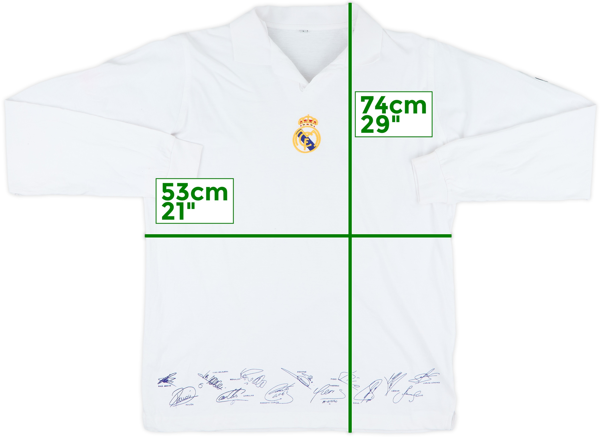 2002-03 Real Madrid 'Signed' Cotton L/S Shirt - 9/10 - (L)