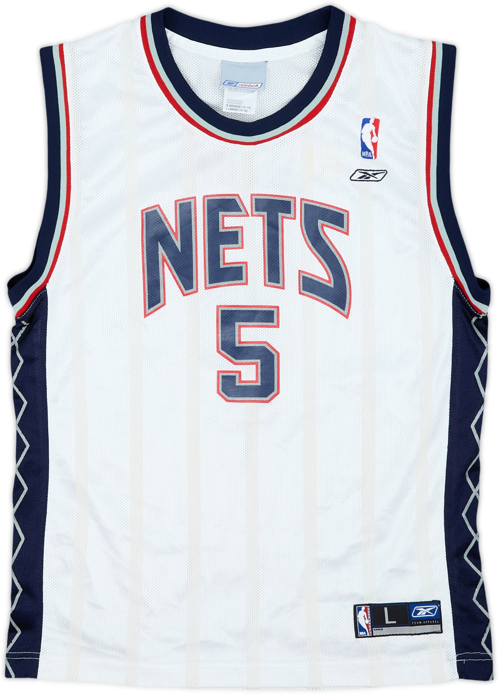 2002-06 New Jersey Nets Kidd #5 Reebok Home Jersey - 9/10 - (L.Boys)