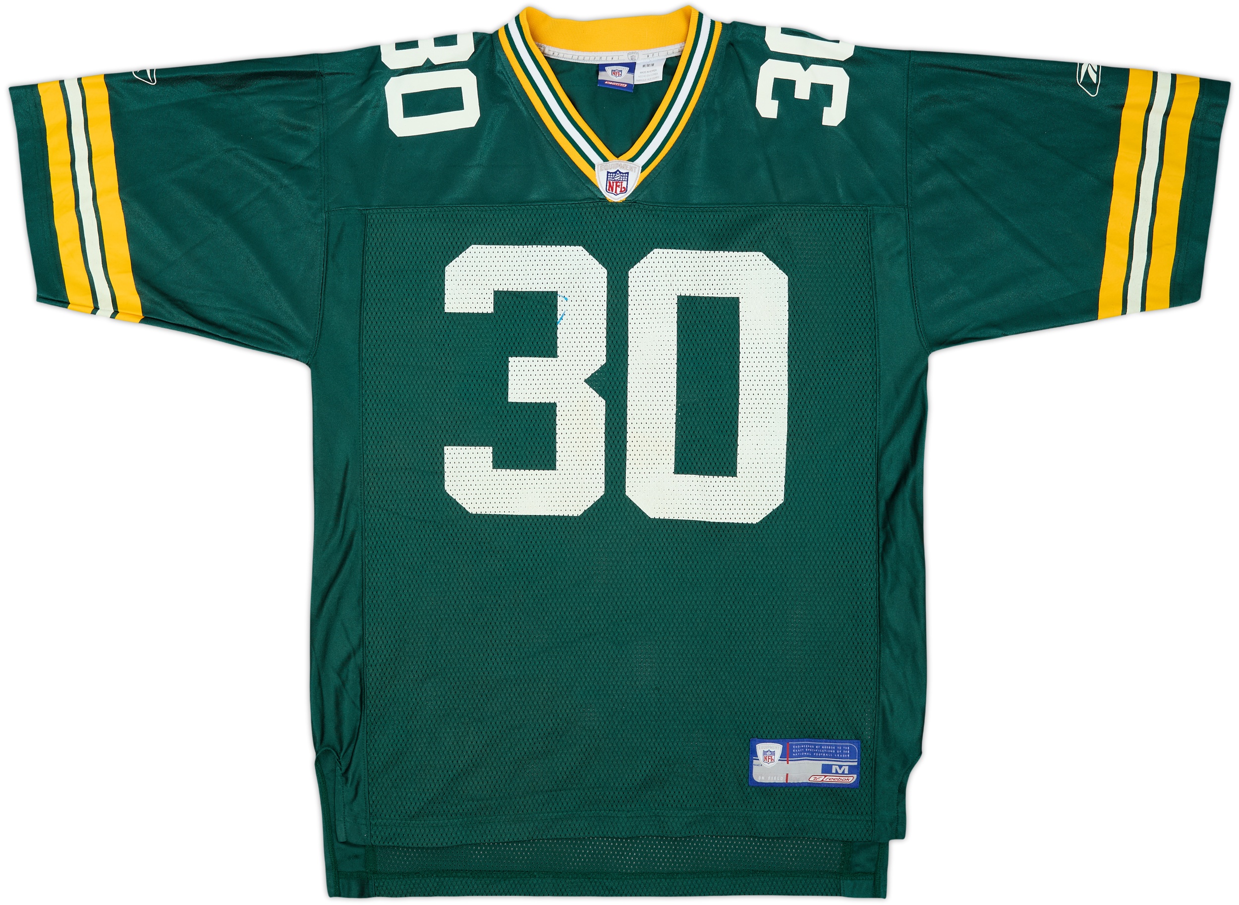 2002-04 Green Bay Packers Green #30 Reebok On Field Home Jersey
