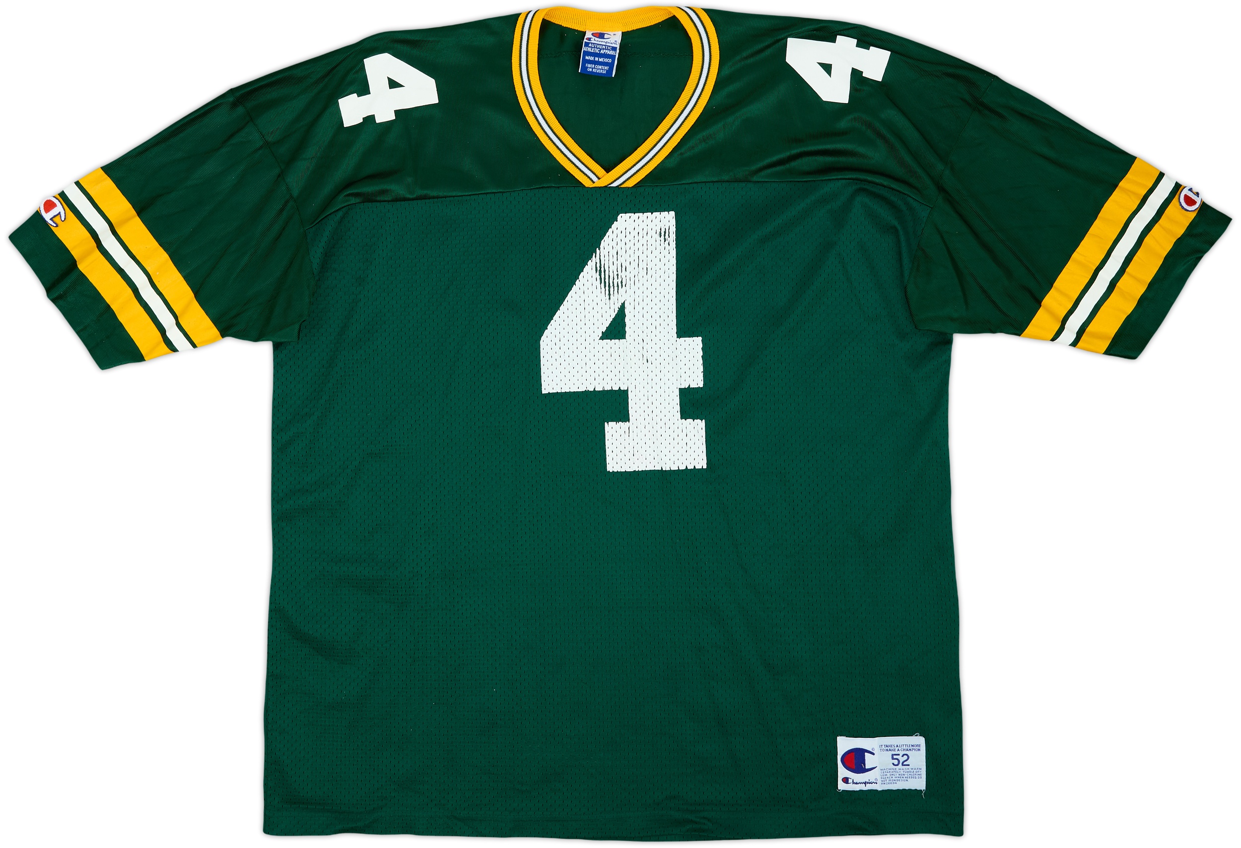 1997-00 Green Bay Packers Favre #4 Champion Home Jersey - 6/10 - (XXL)