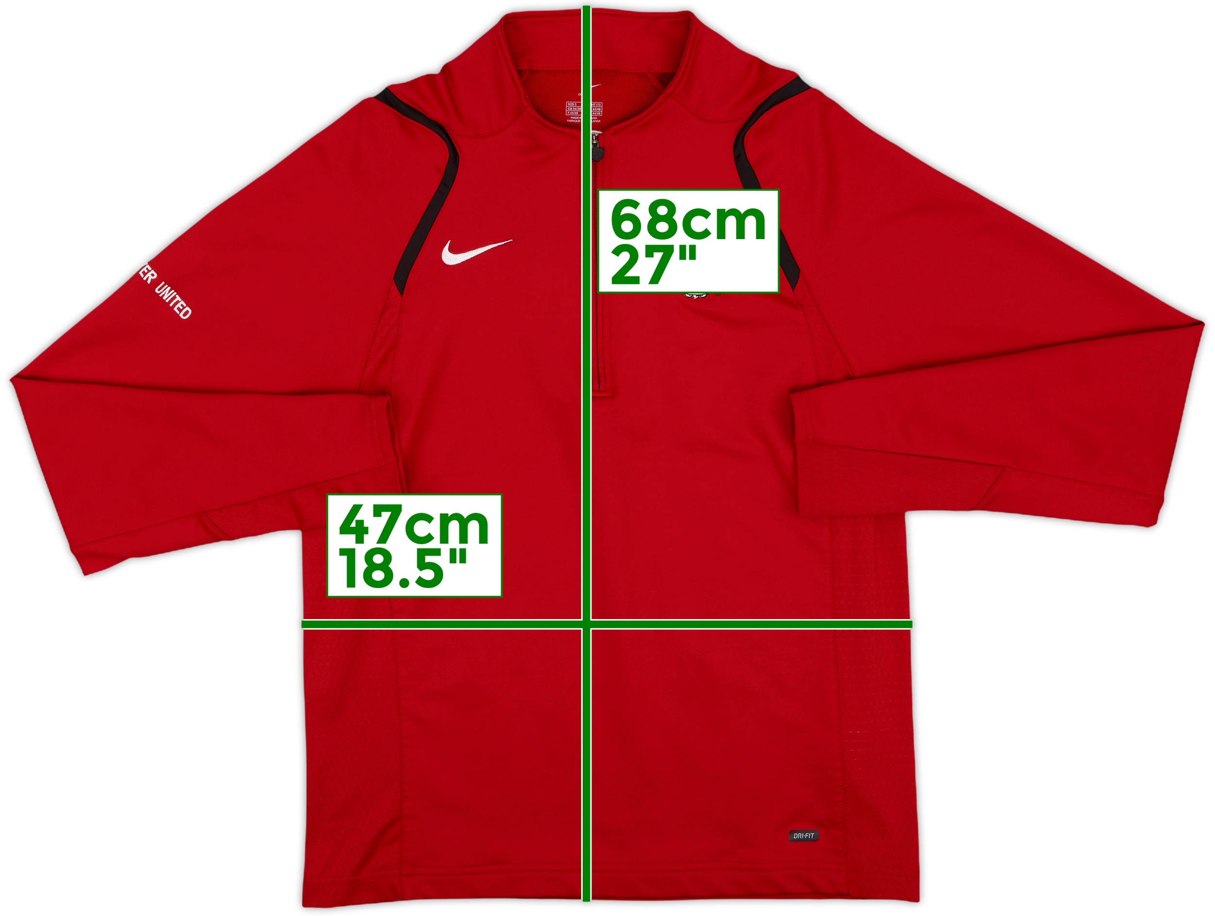 2006-07 Manchester United Nike 1/4 Zip Training Top - 8/10 - (S)